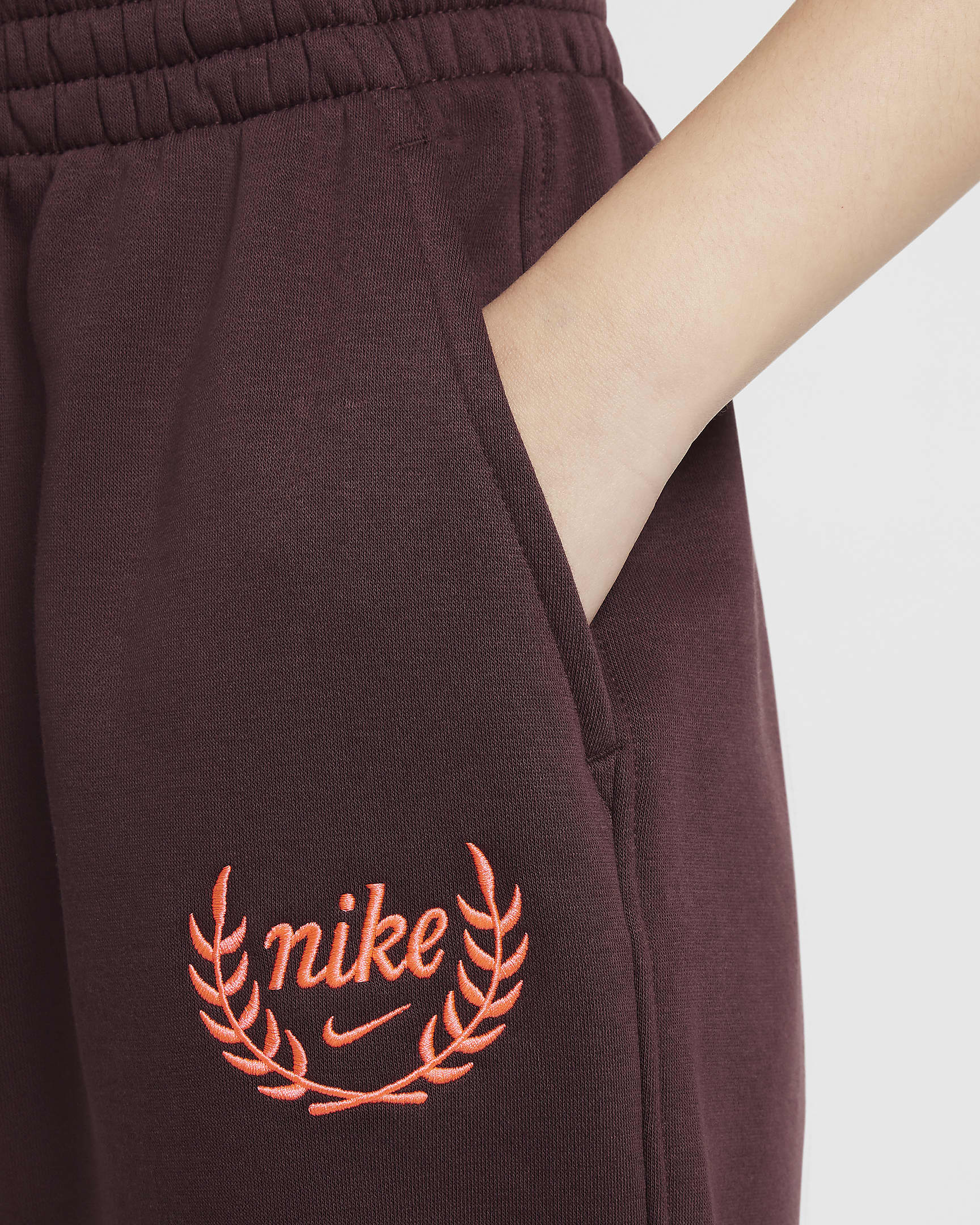 Nike Sportswear Club Fleece Girls' Loose Pants - Burgundy Crush/Hot Punch