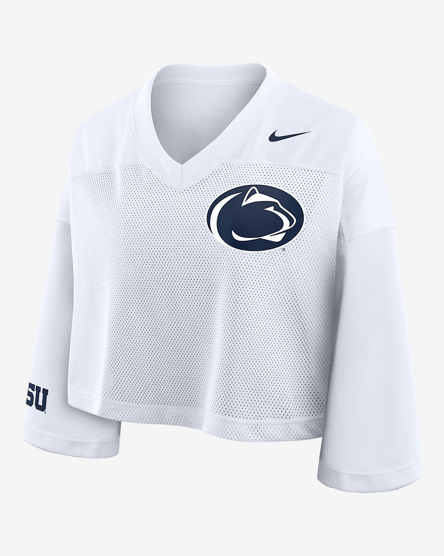 Playera universitaria Nike Dri-FIT cropped para mujer Penn State Jersey - Blanco