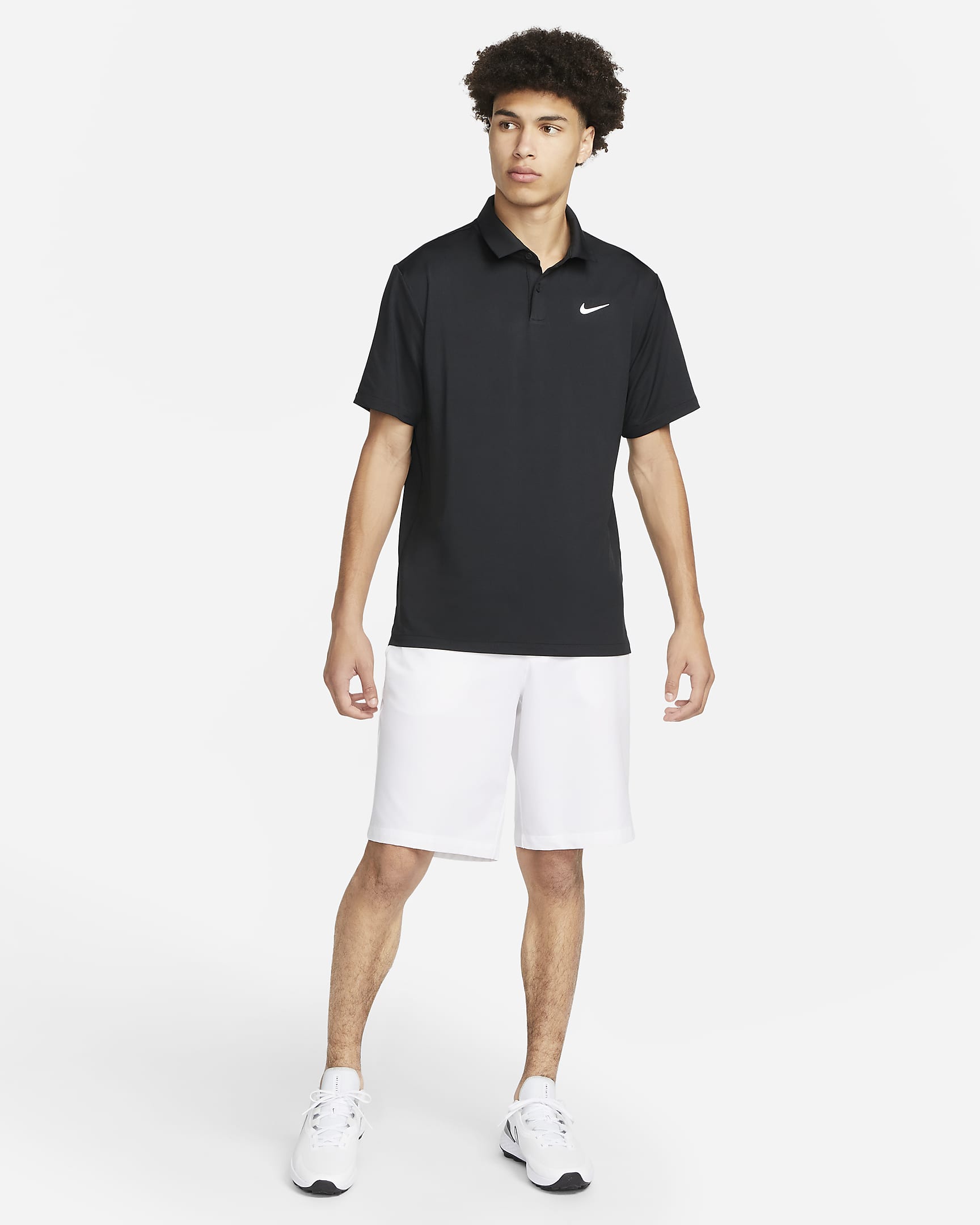 Nike Dri-FIT Tour einfarbiges Golf-Poloshirt für Herren - Schwarz/Weiß