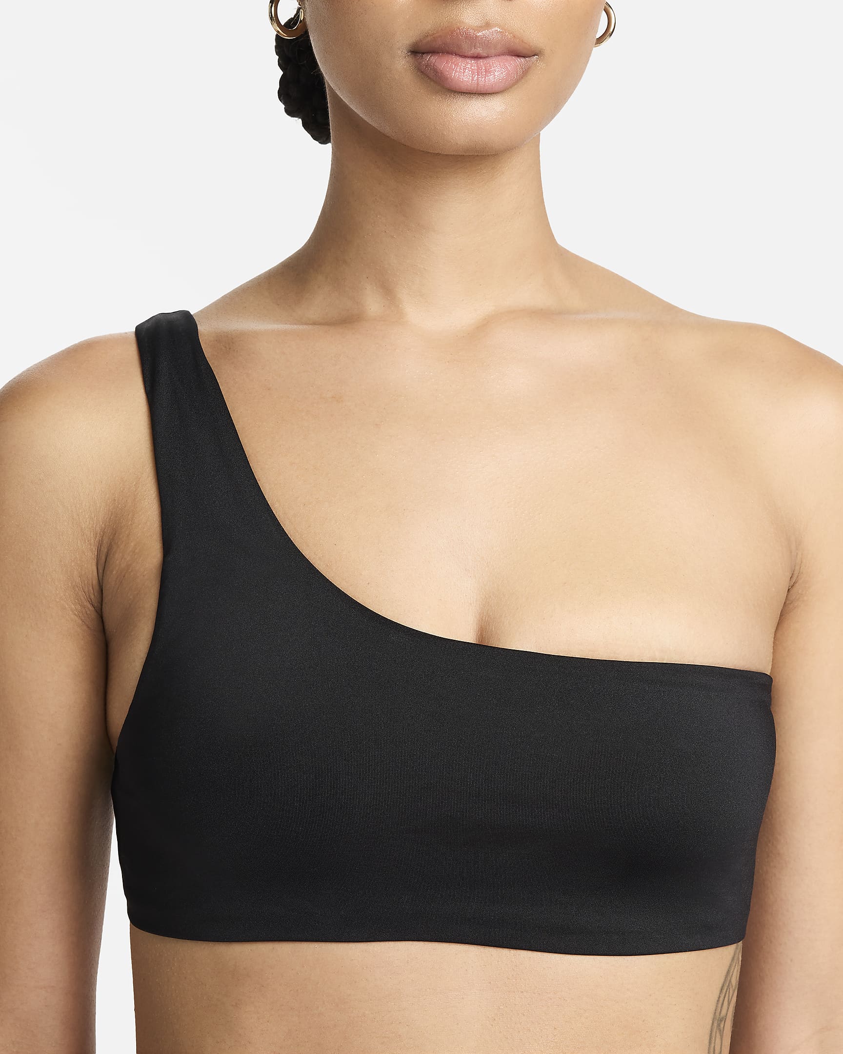 Top de bikini asimétrico para mujer Nike Swim Essential - Negro