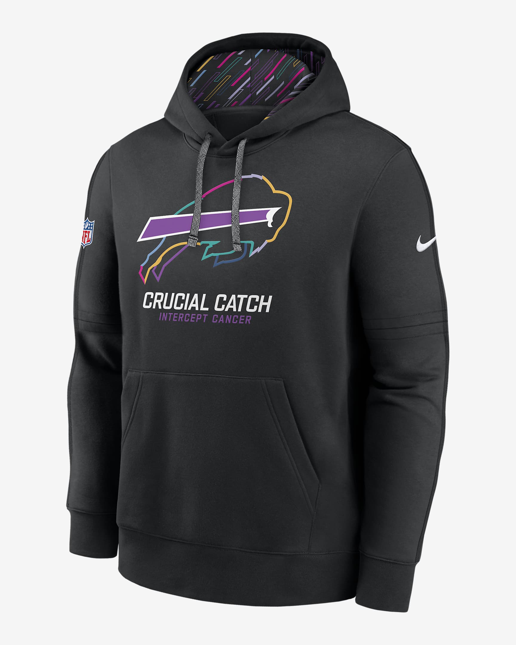 Sudadera con gorro sin cierre Nike de la NFL para hombre Buffalo Bills Crucial Catch Club - Negro