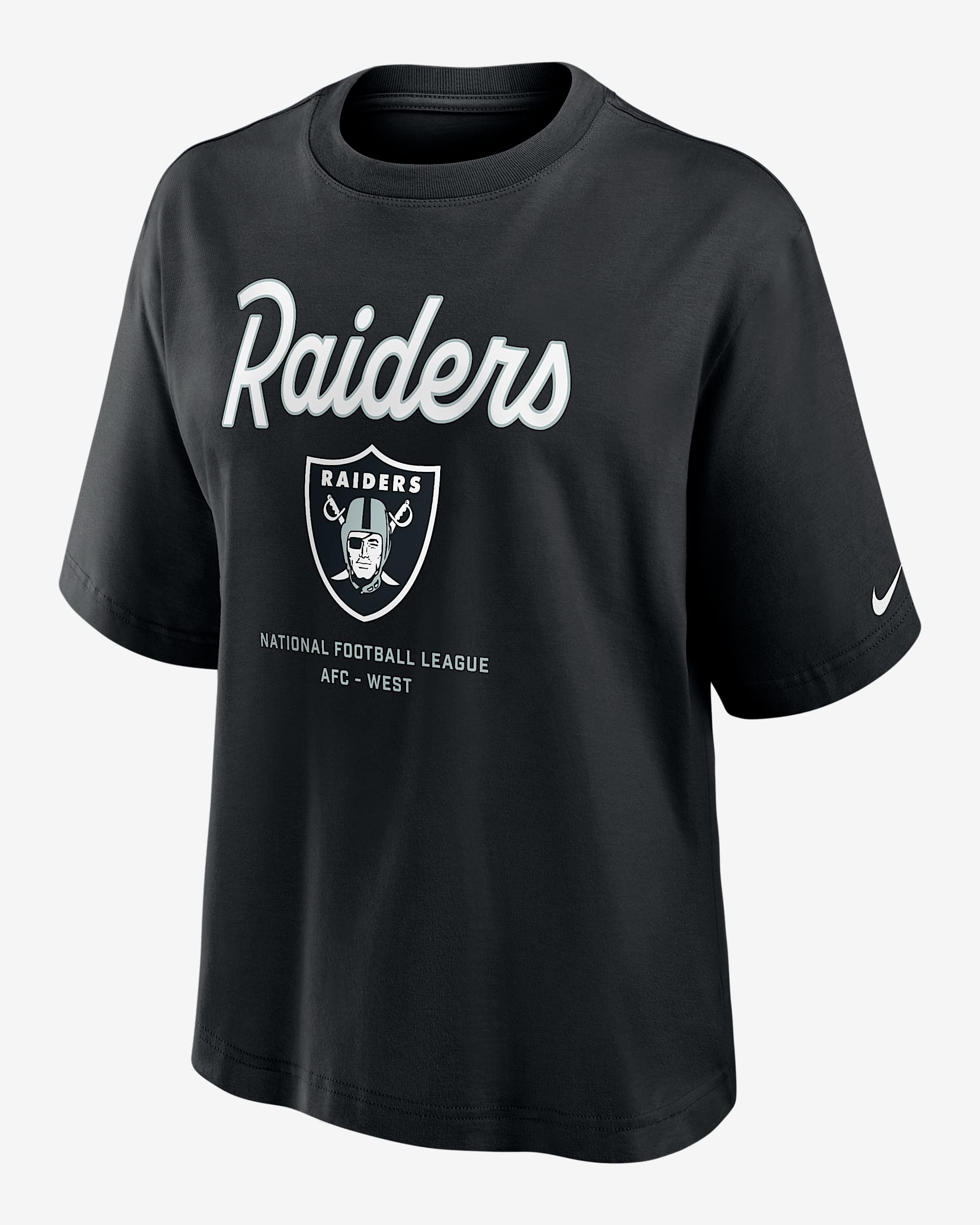 Las Vegas Raiders Essential Script Boxy Women's Nike NFL T-Shirt - Black