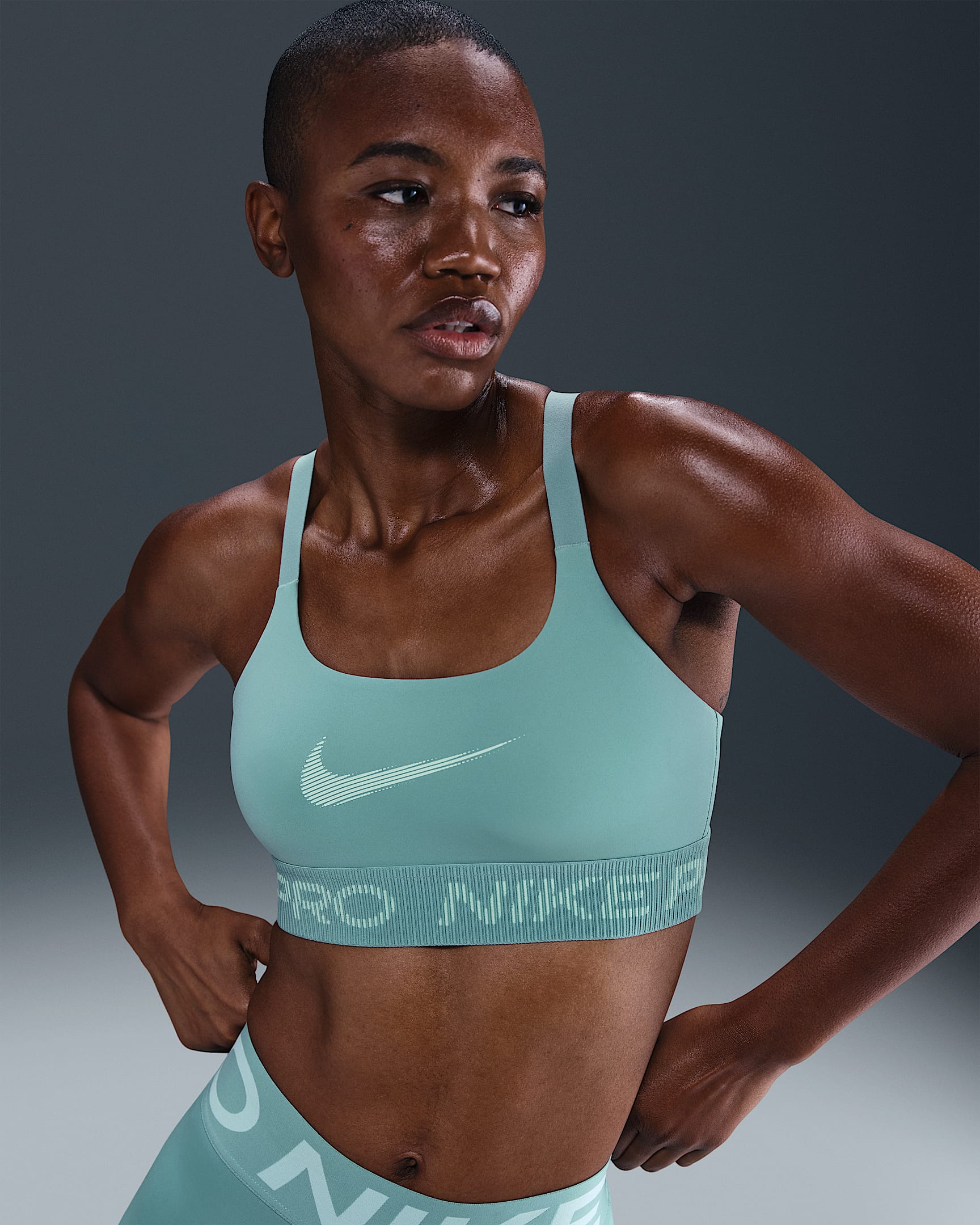 Nike Pro Women's Light-Support Non-Padded Sports Bra - Cannon/Mint Foam/White