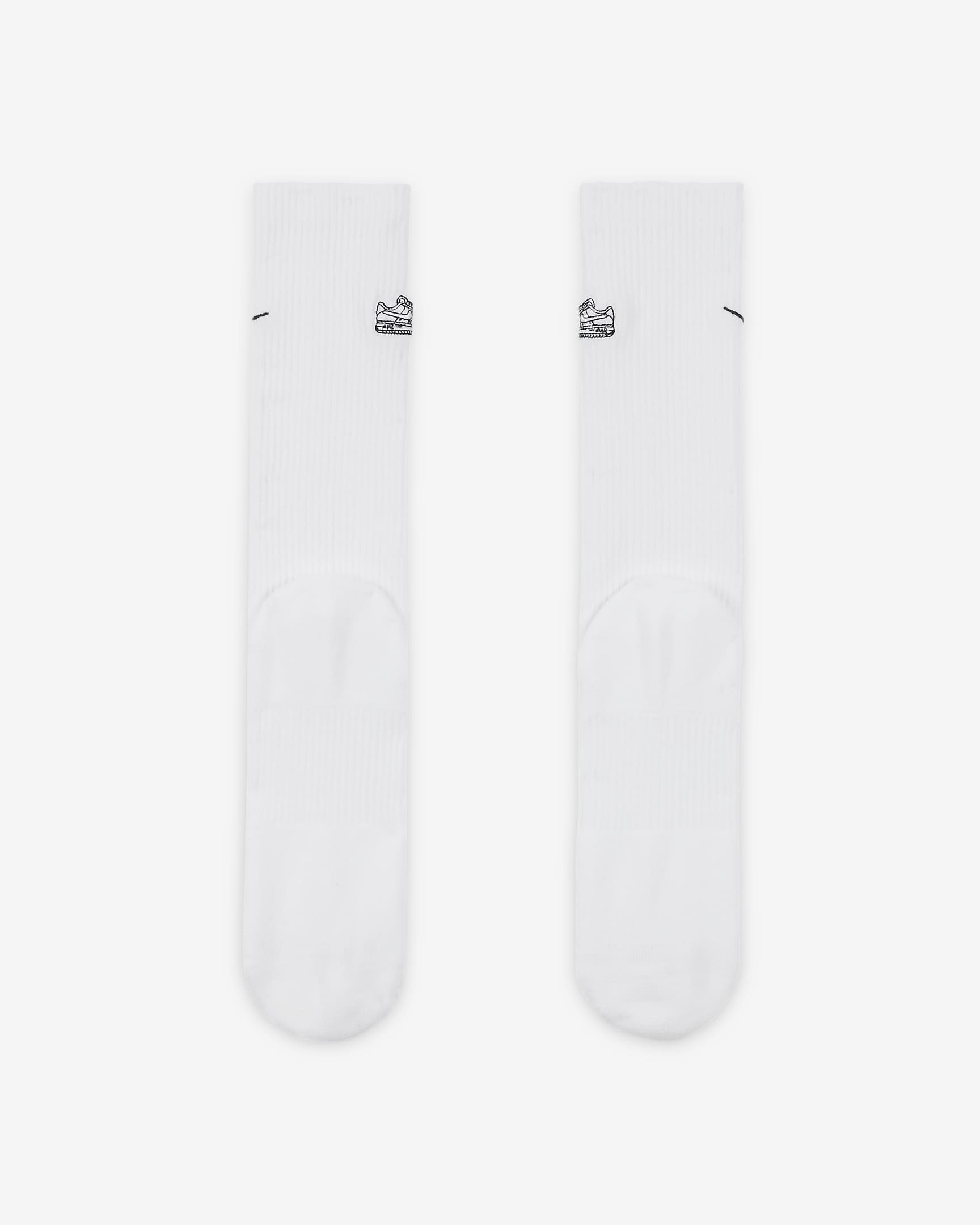 Nike Everyday Plus gepolsterte Crew-Socken (1 Paar) - Weiß/Schwarz