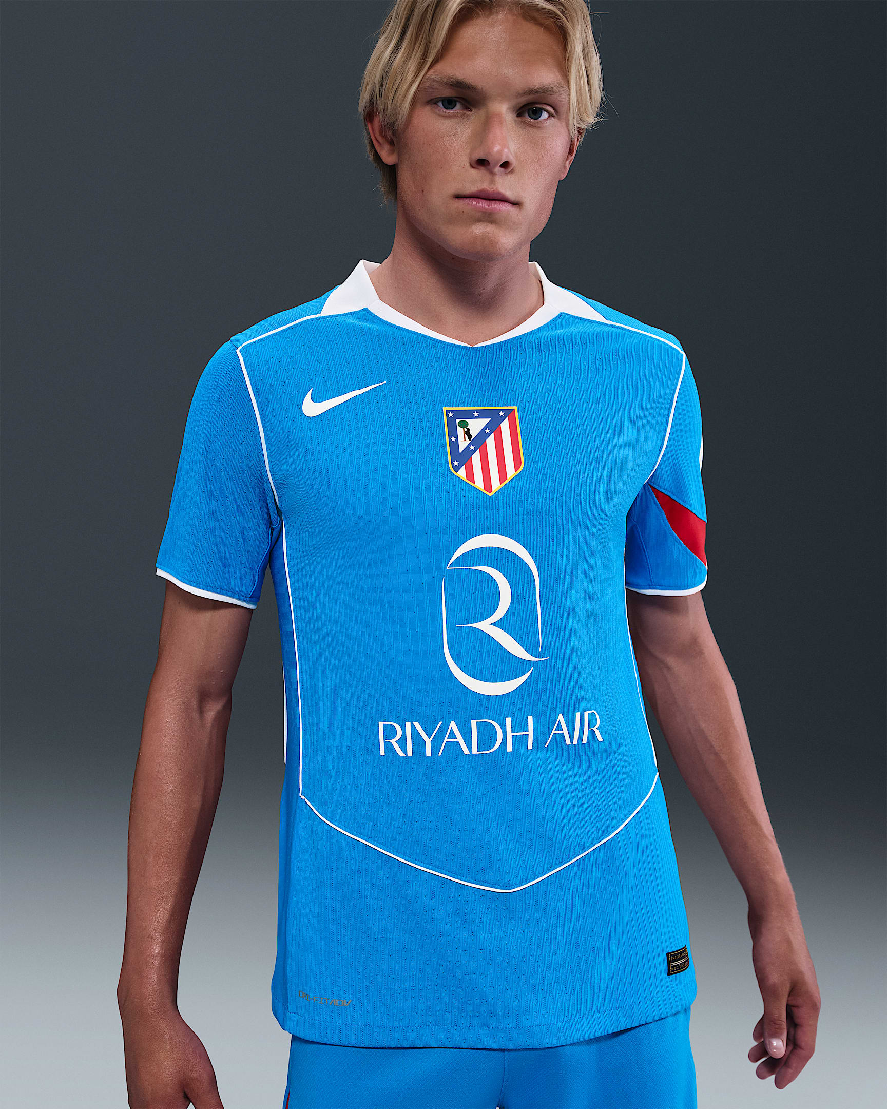 Atlético Madrid 2025/26 Match Third Men's Nike Dri-FIT ADV Total 90 Football Authentic Shirt - Photo Blue/Sport Red/White/White