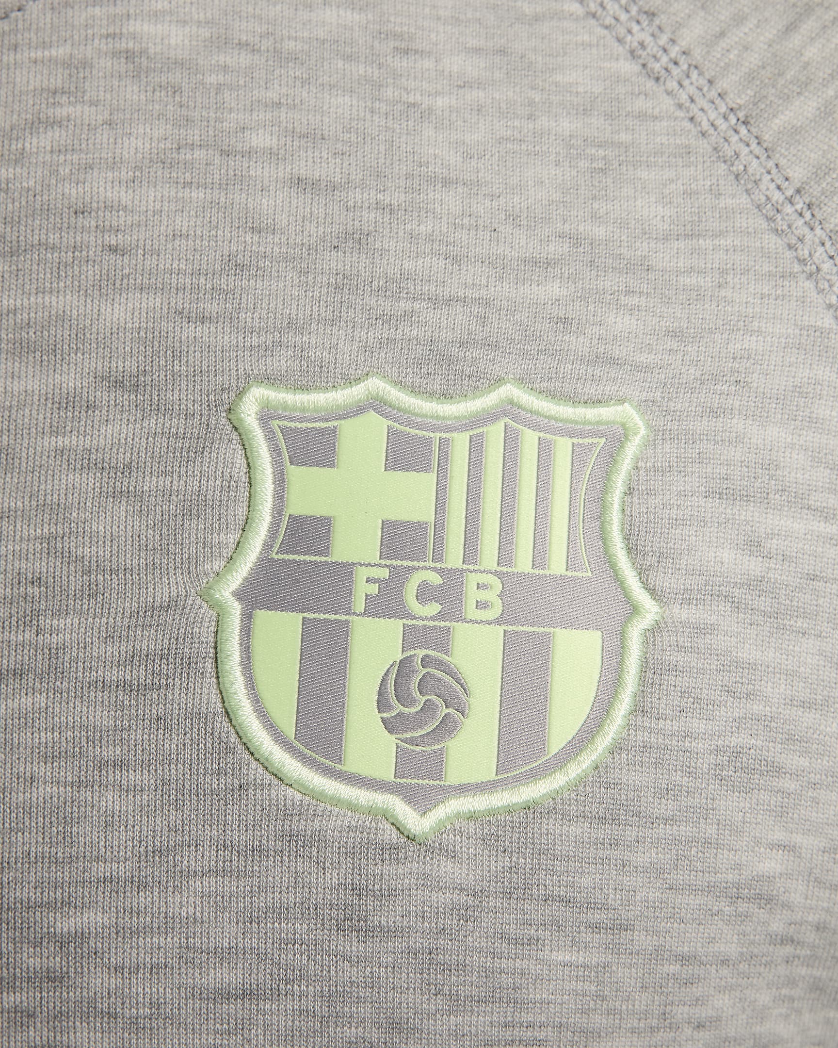 Męska piłkarska bluza z kapturem i zamkiem na całej długości Nike FC Barcelona Tech Fleece Windrunner (wersja trzecia) - Dark Grey Heather/Barely Volt