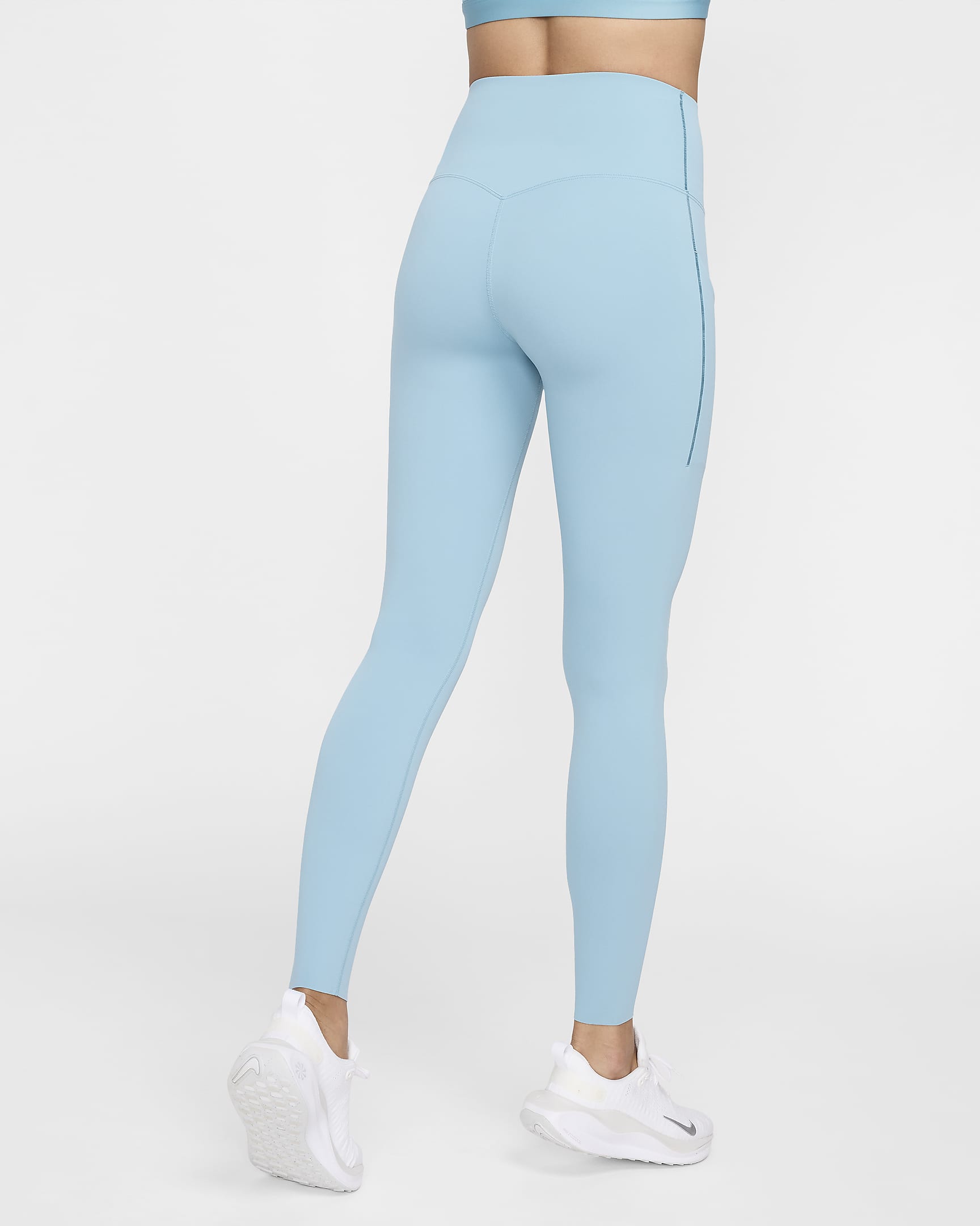 Nike Universa leggings i full lengde med middels støtte, høyt liv og lommer til dame - Denim Turquoise/Svart