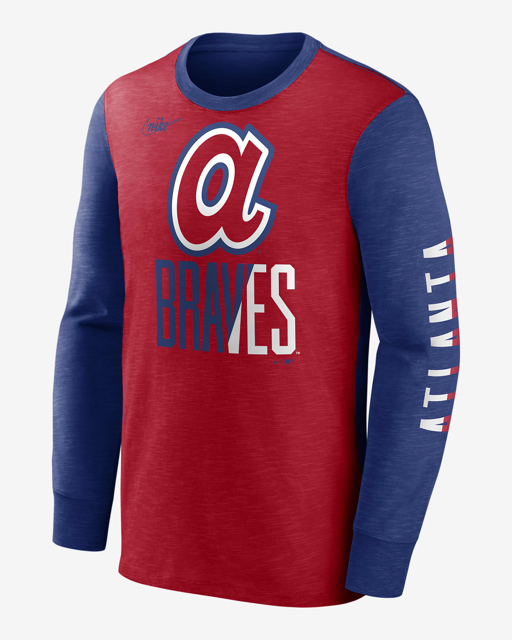 Nike Cooperstown Rewind Splitter (MLB Atlanta Braves) Men's Long-Sleeve T-Shirt - Royal