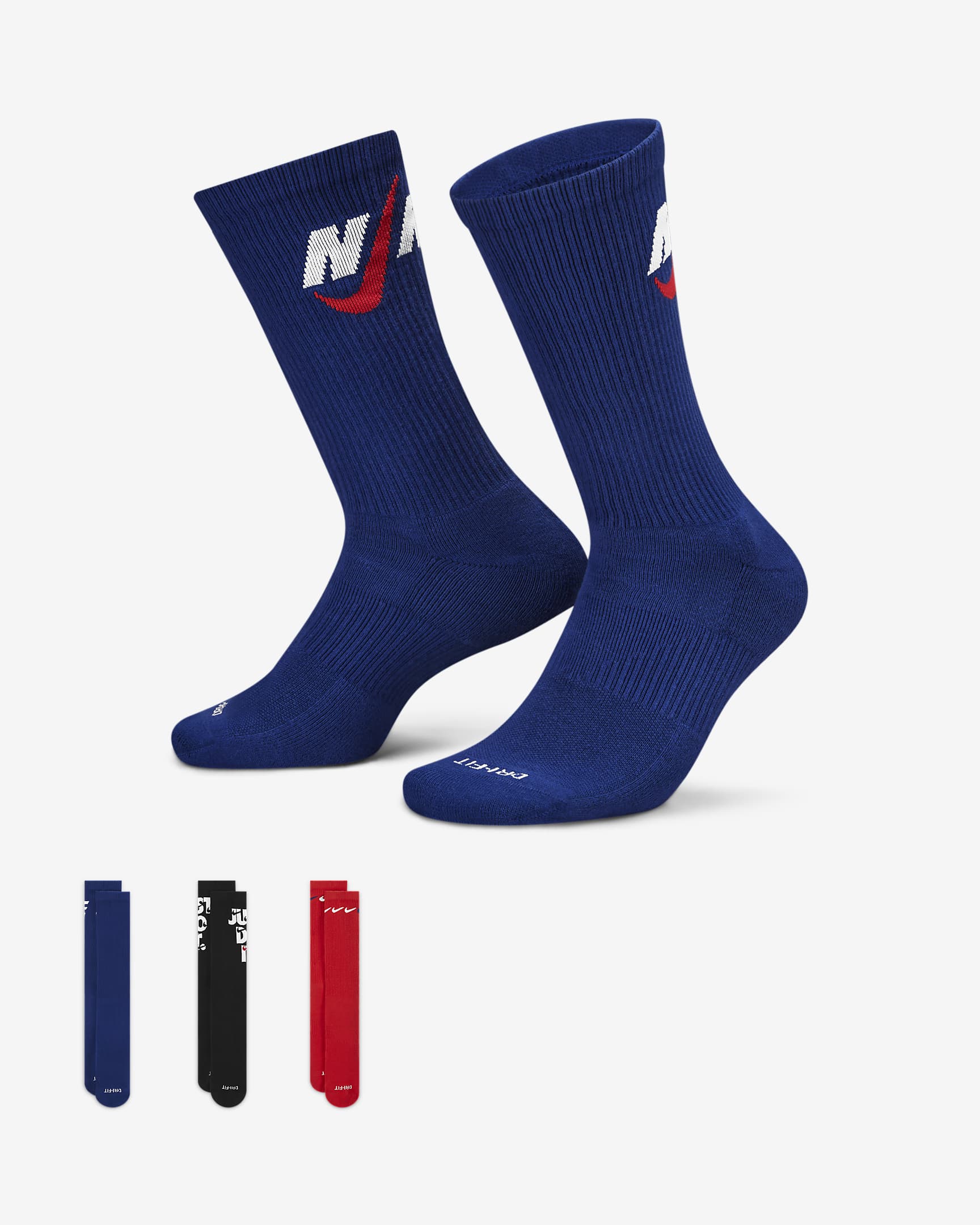Nike Everyday Plus Cushioned Crew Socks (3 Pairs) - Multi-Color