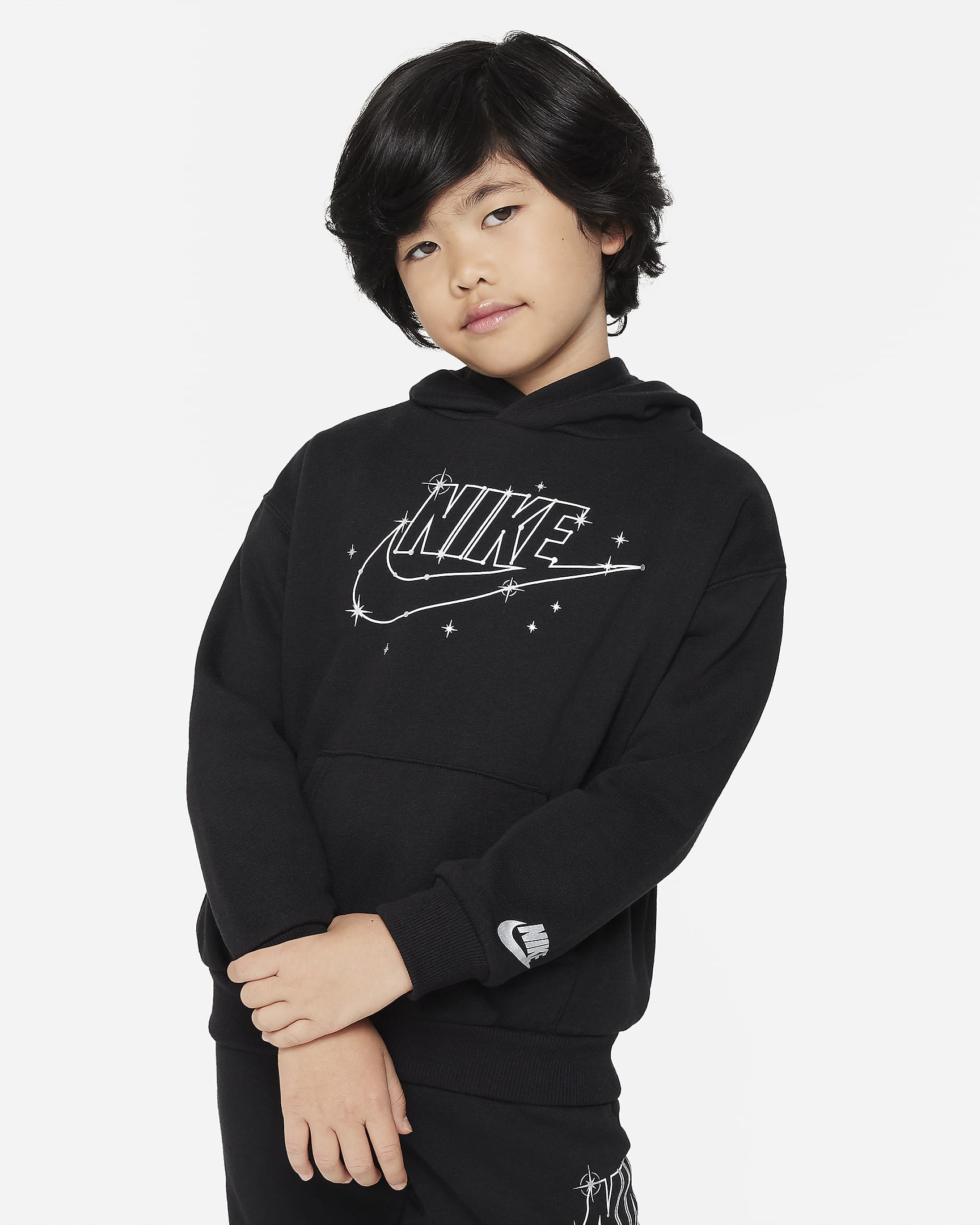 Nike Sportswear Shine Fleece Pullover Hoodie Little Kids Hoodie - Black