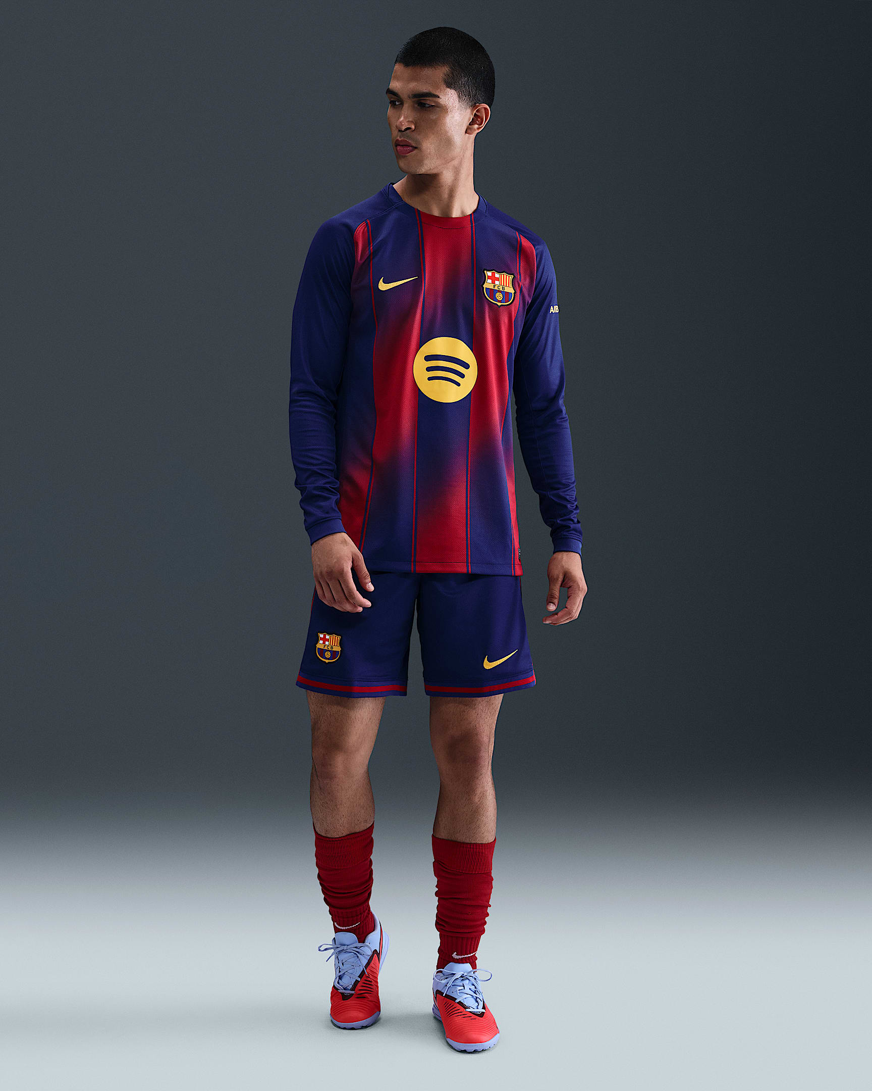 F.C. Barcelona 2025/26 Stadium Home Men's Nike Dri-FIT Football Replica Shorts - Deep Royal Blue/Noble Red/Midwest Gold