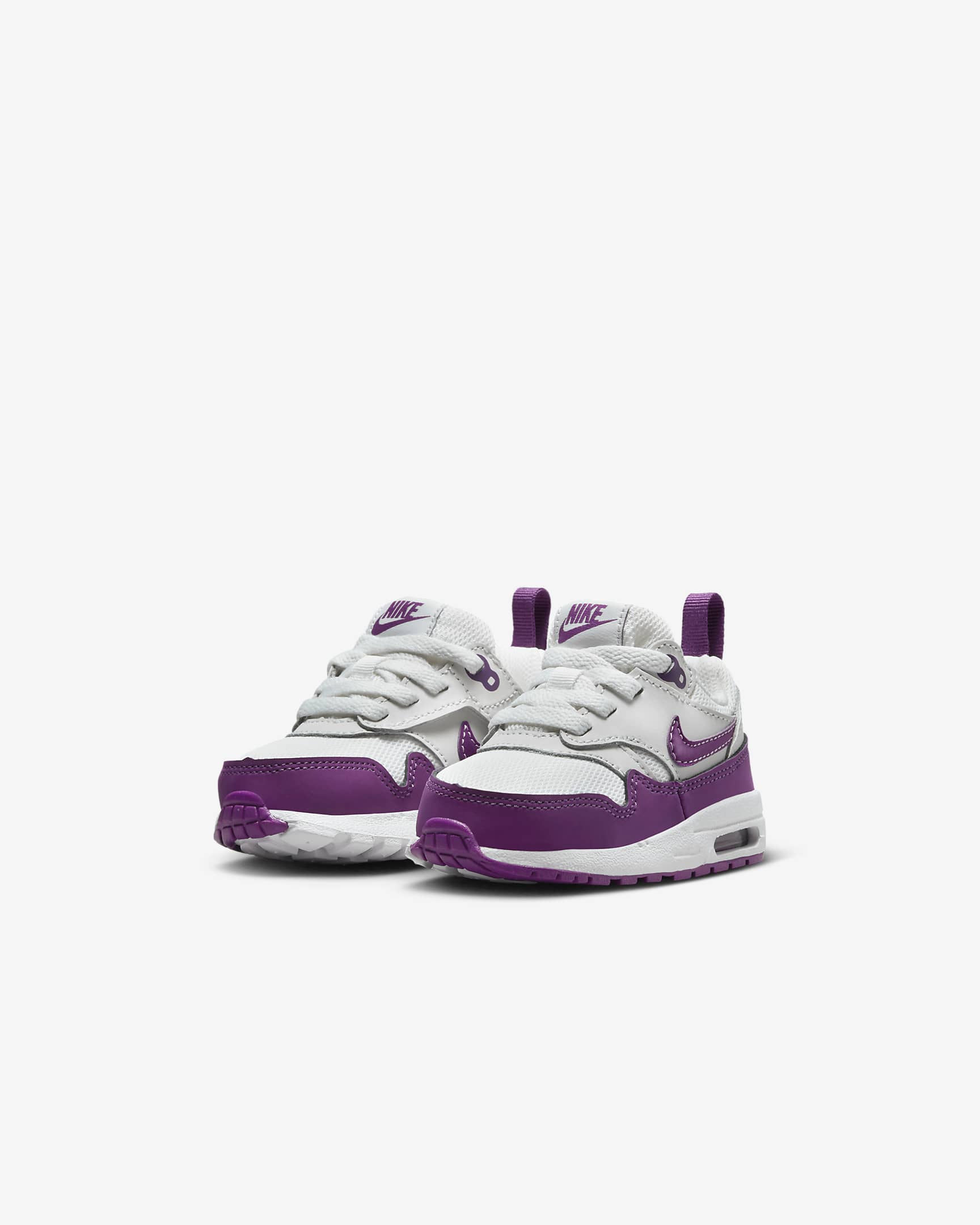 Tenis para bebé e infantiles Air Max 1 EasyOn - Blanco cumbre/Blanco/Violeta viotech