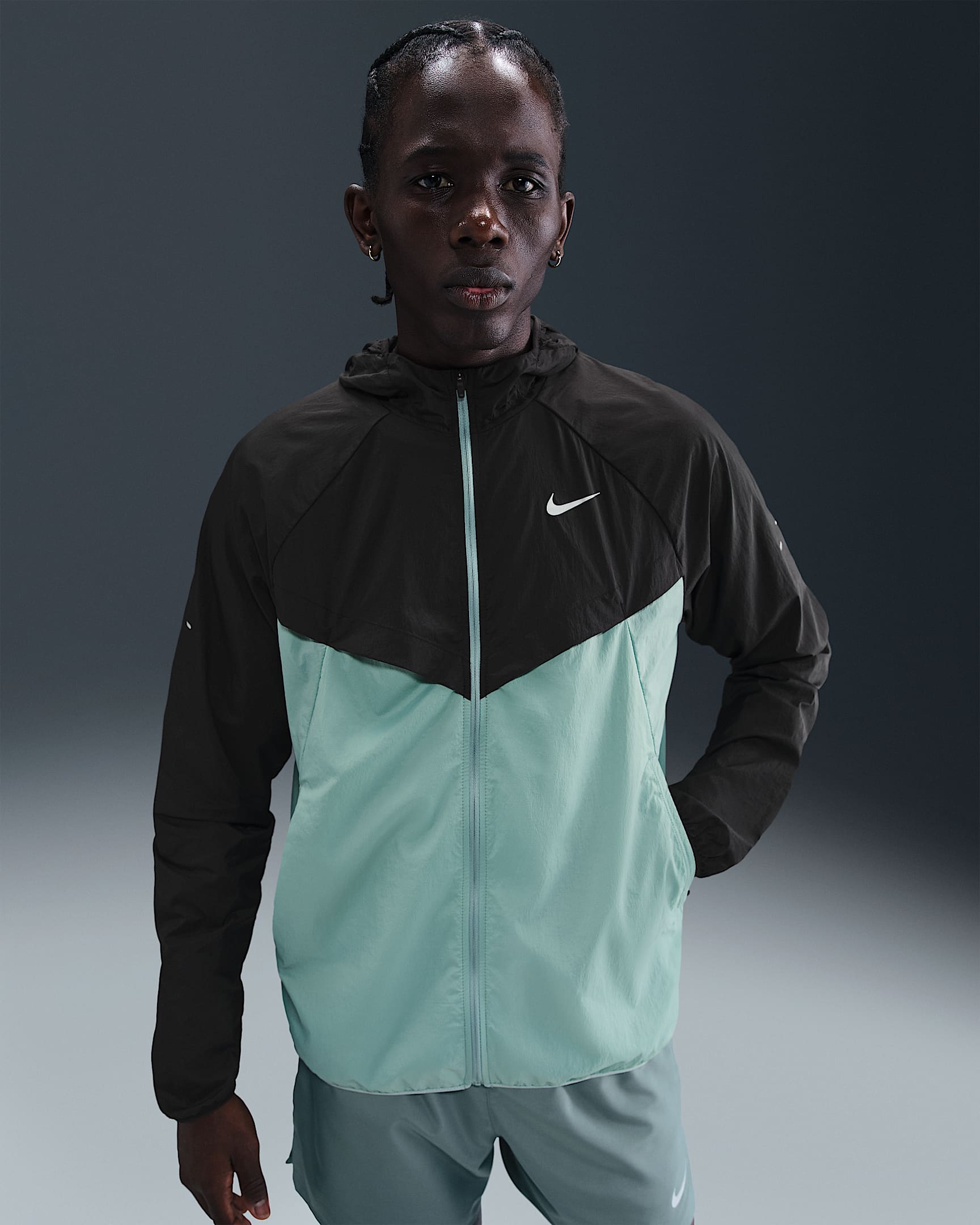 Chamarra de correr para hombre Repel UV Nike Stride - Negro/Cañón