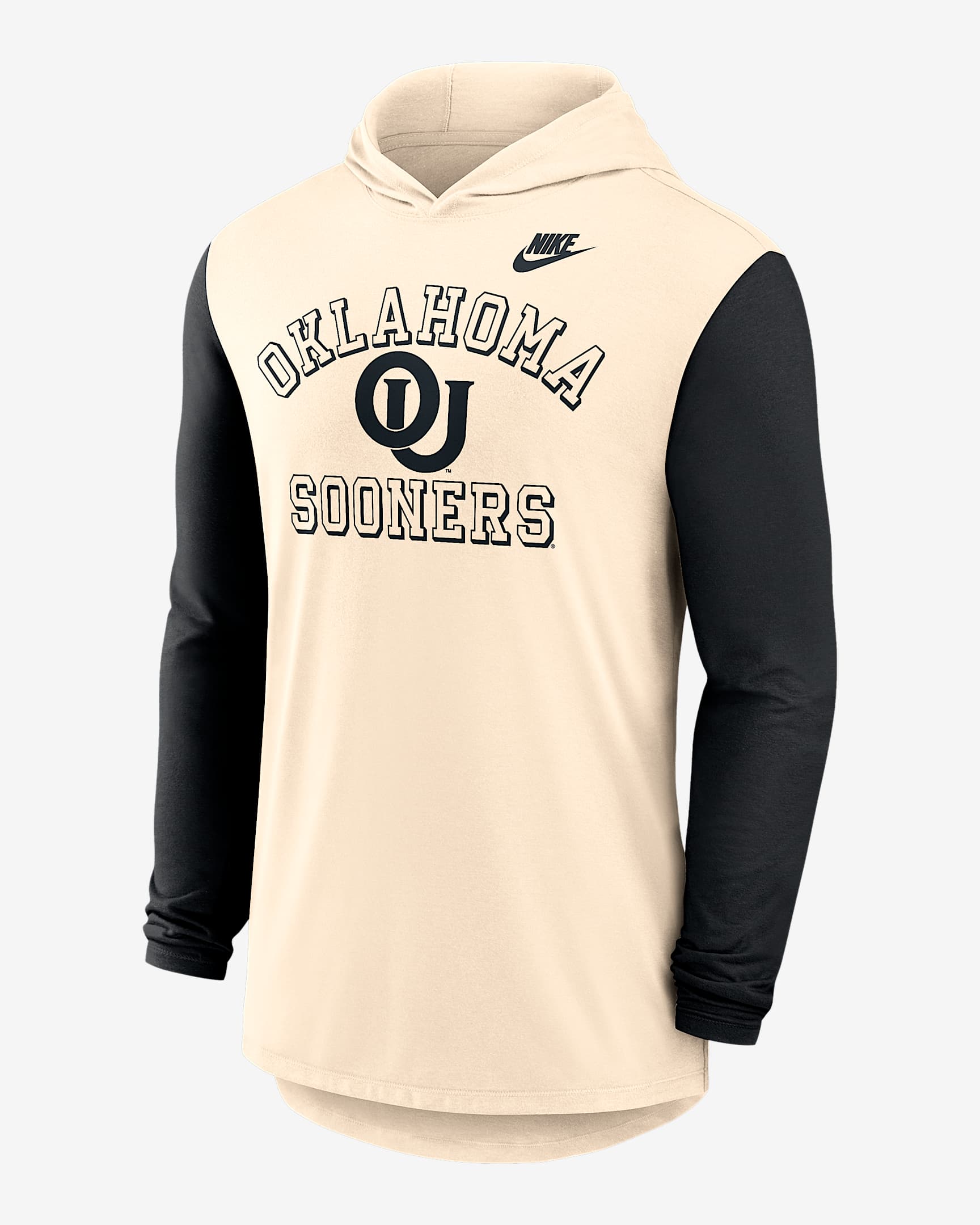 Oklahoma Legacy Men's Nike Dri-FIT College Long-Sleeve Hooded T-Shirt - Natural