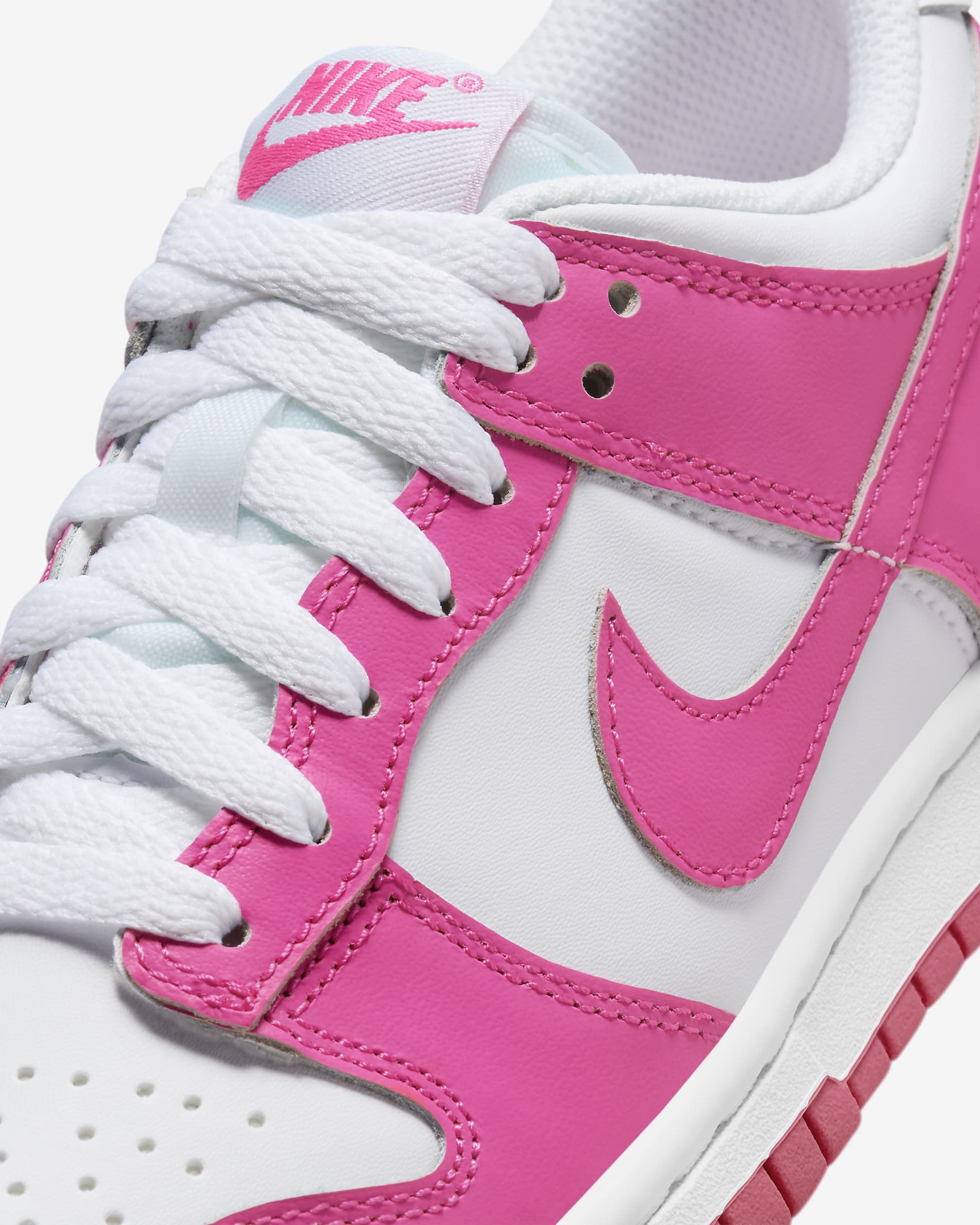 Nike Dunk Low sko til store barn - Hvit/Pink/Laser Fuchsia
