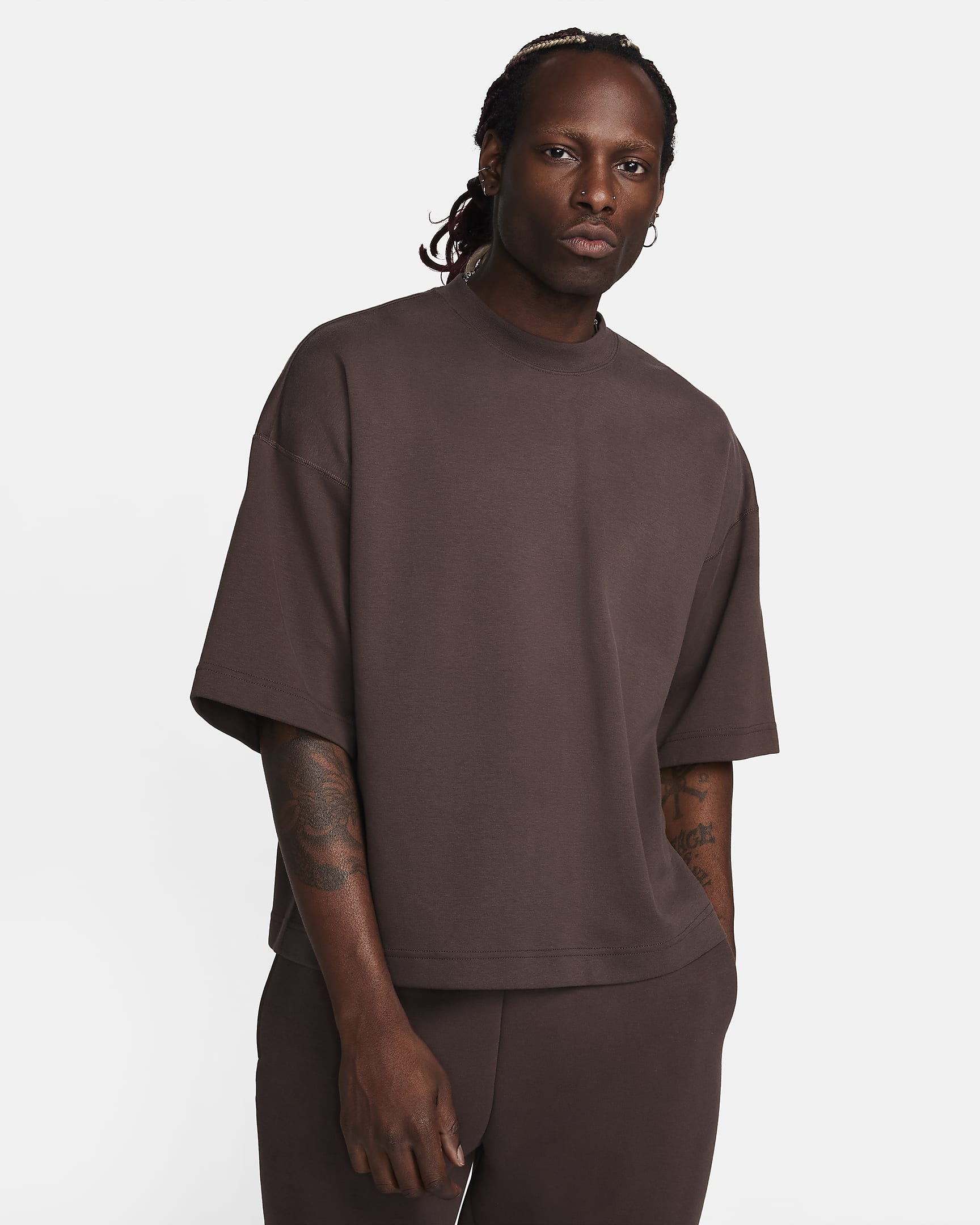 Sweat oversize à manches courtes Nike Sportswear Tech Fleece Reimagined pour homme - Baroque Brown