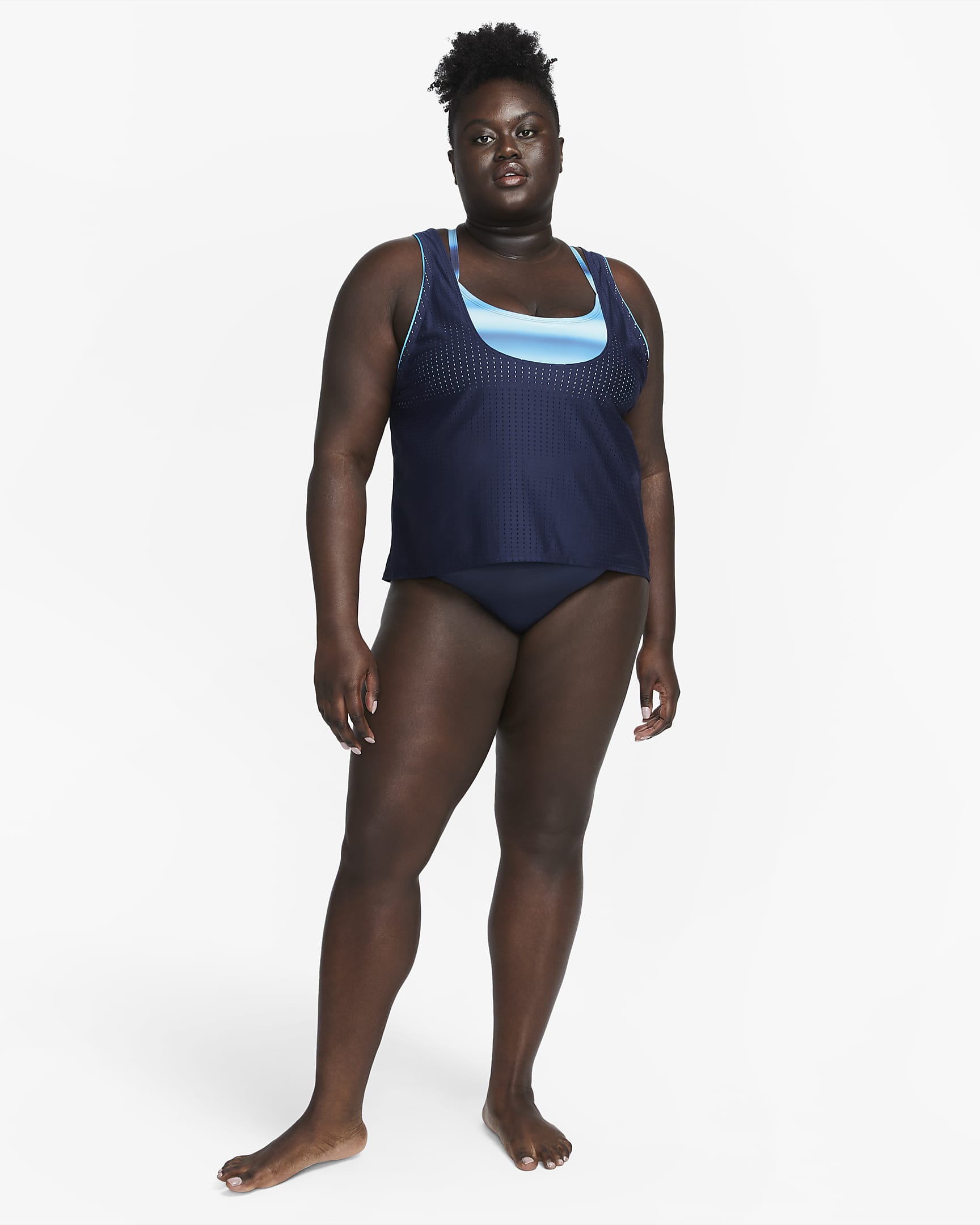 Nike Swim Women's Convertible Layered Tankini Top (Plus Size) - Midnight Navy