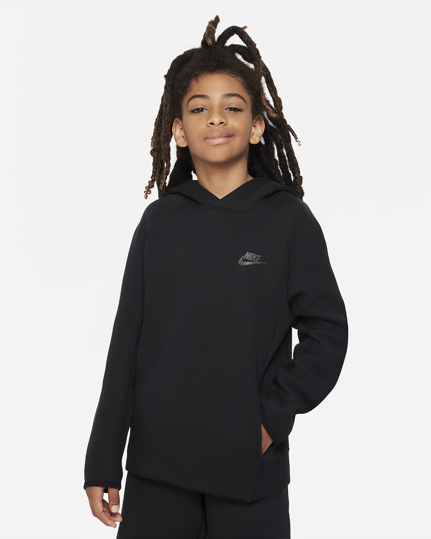 Nike Sportswear Tech Fleece Older Kids' (Boys') Pullover Hoodie - Black/Black