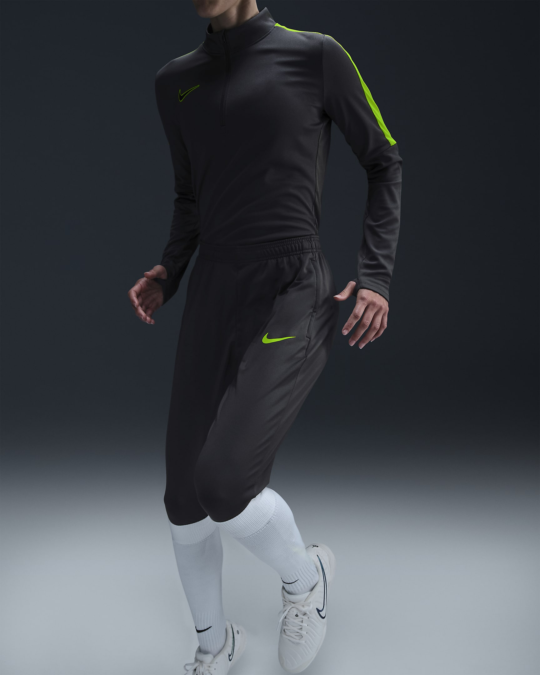 Damska treningowa koszulka piłkarska Nike Dri-FIT Academy - Anthracite/Volt/Volt