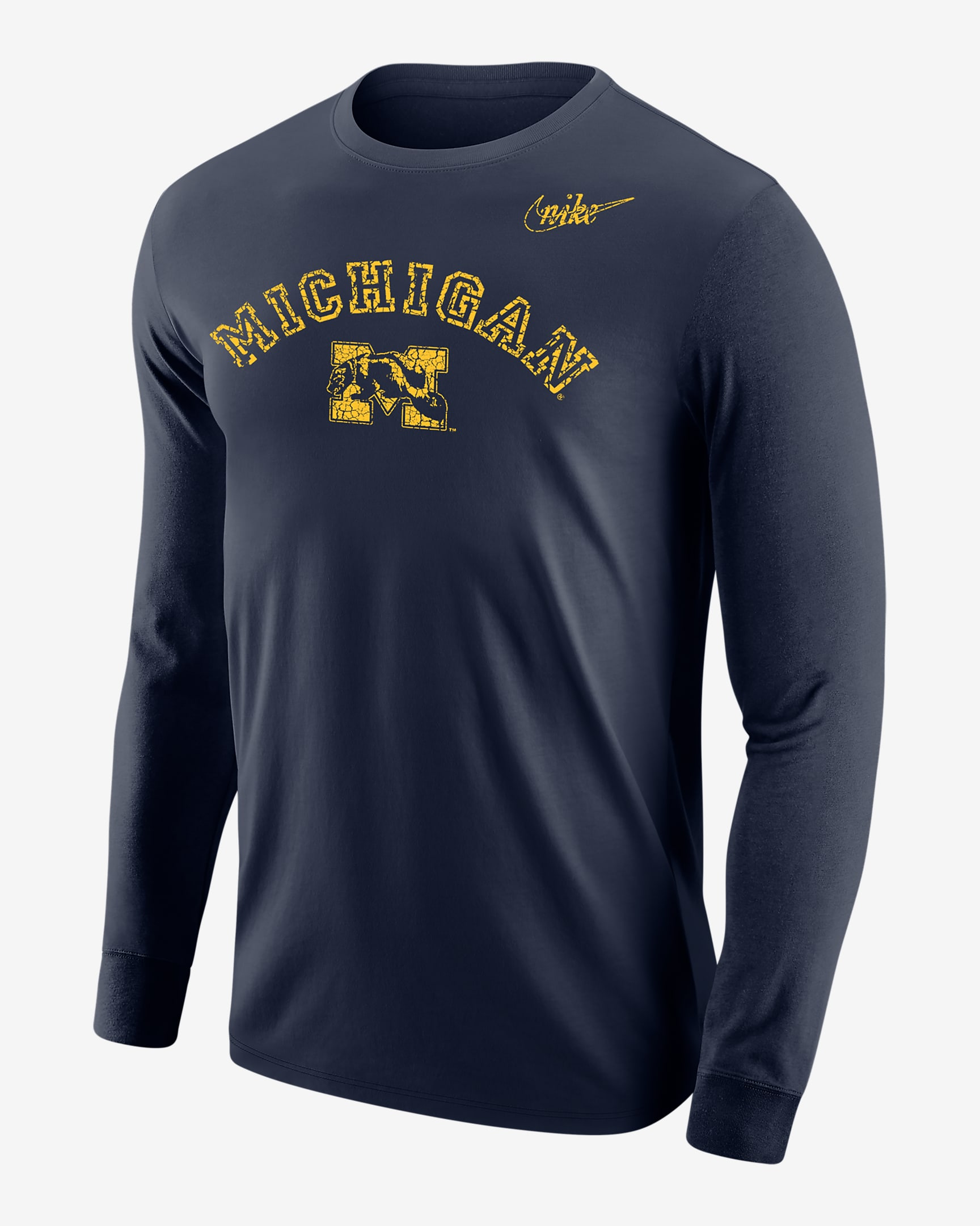 Nike College Vintage Arch 365 (Michigan) Men's Long-Sleeve T-Shirt - Navy