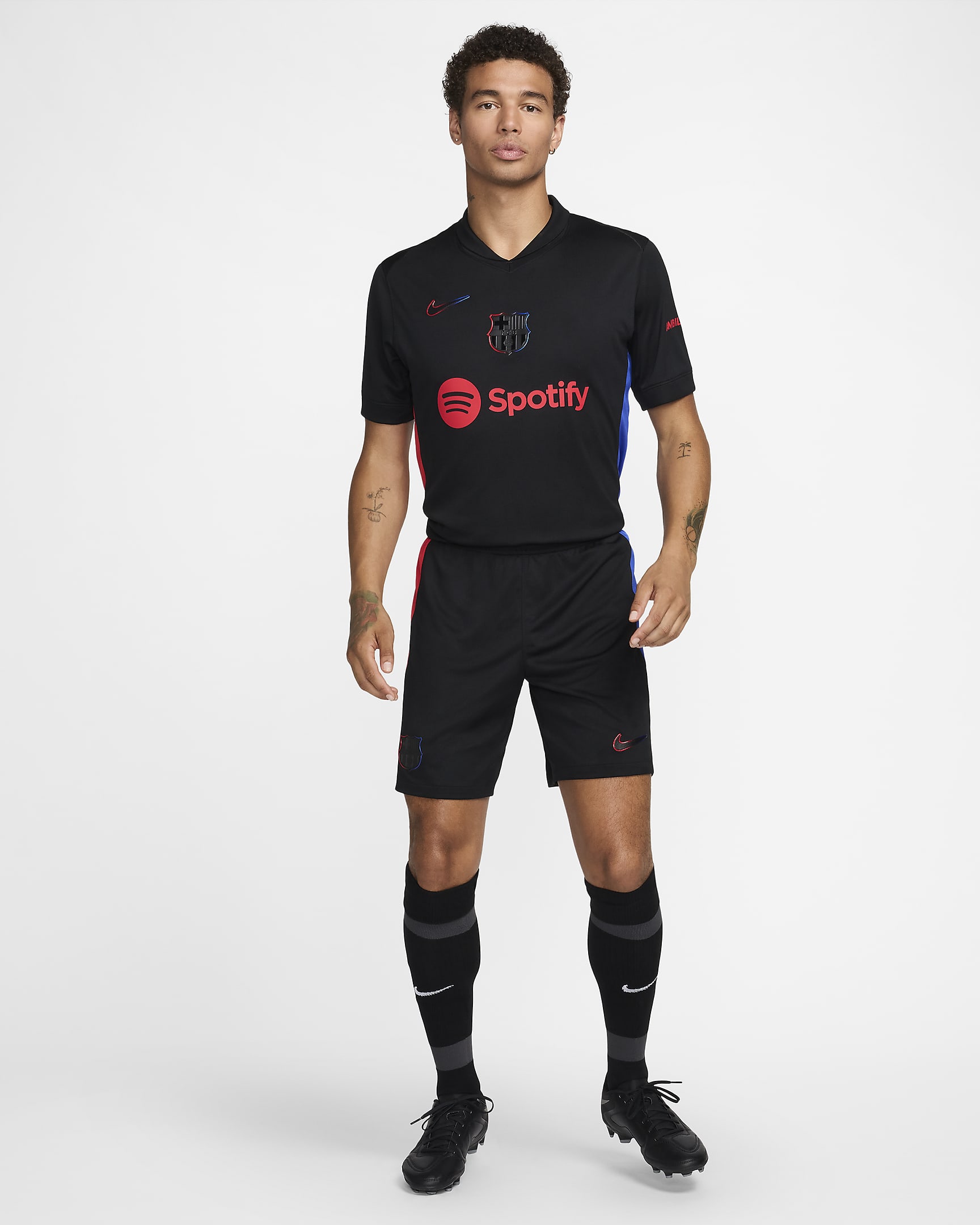 F.C. Barcelona 2024/25 Stadium Away Men's Nike Dri-FIT Football Replica Shorts - Black/University Red/Hyper Royal/Black