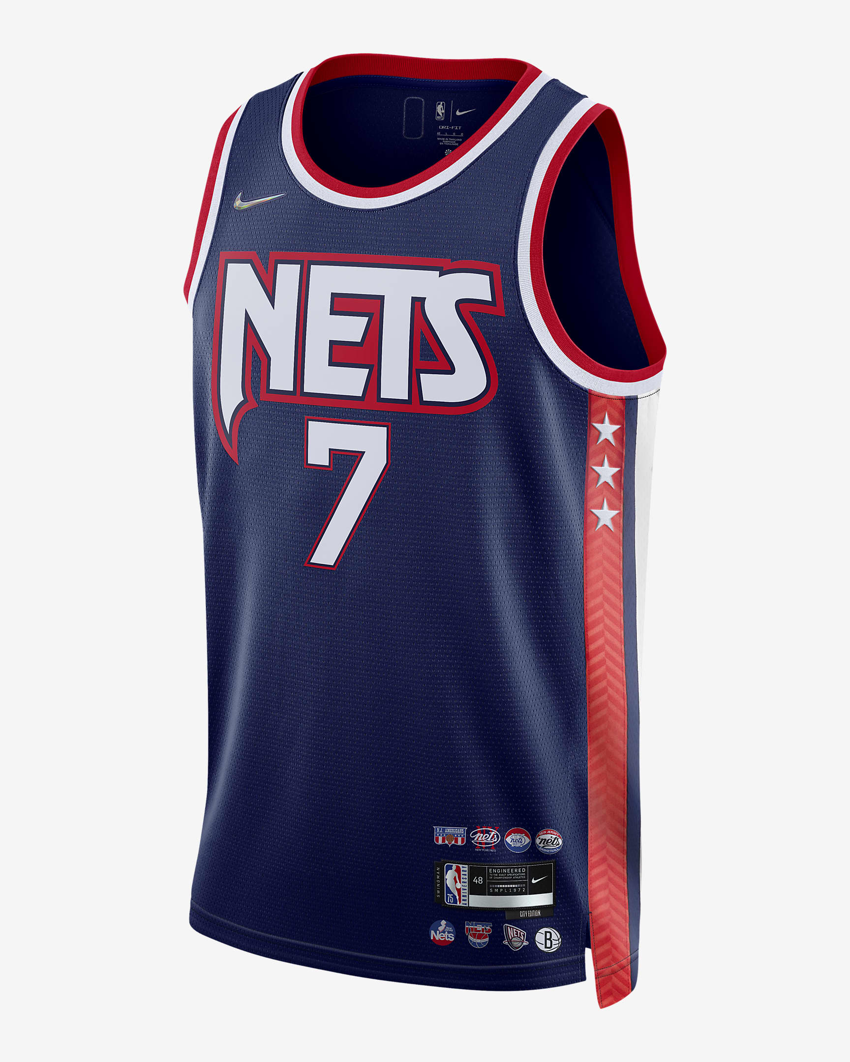 Jersey Nike Dri-FIT NBA Swingman Brooklyn Nets City Edition - Azul vacío/Blanco/Rojo universitario