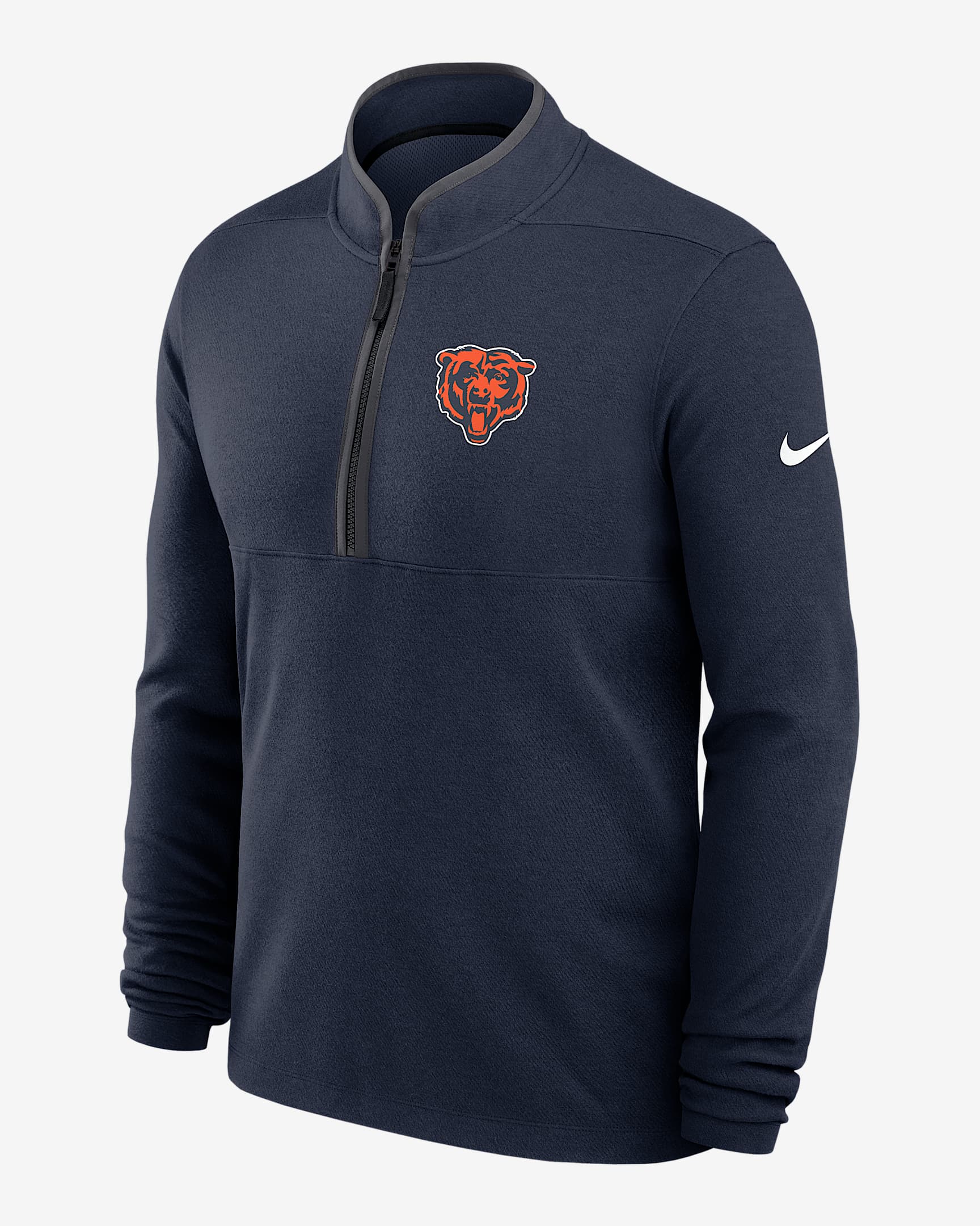 Playera de manga larga Nike Dri-FIT de la NFL de medio cierre para hombre Chicago Bears Logo Victory - Azul marino