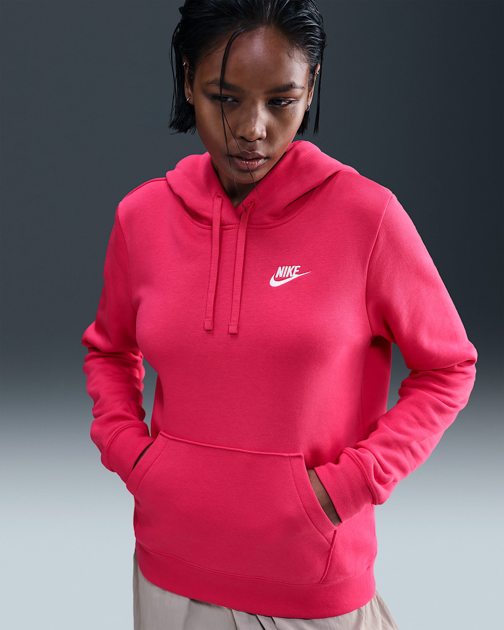 Nike Sportswear Club Fleece Women's Pullover Hoodie - Rush Pink/White