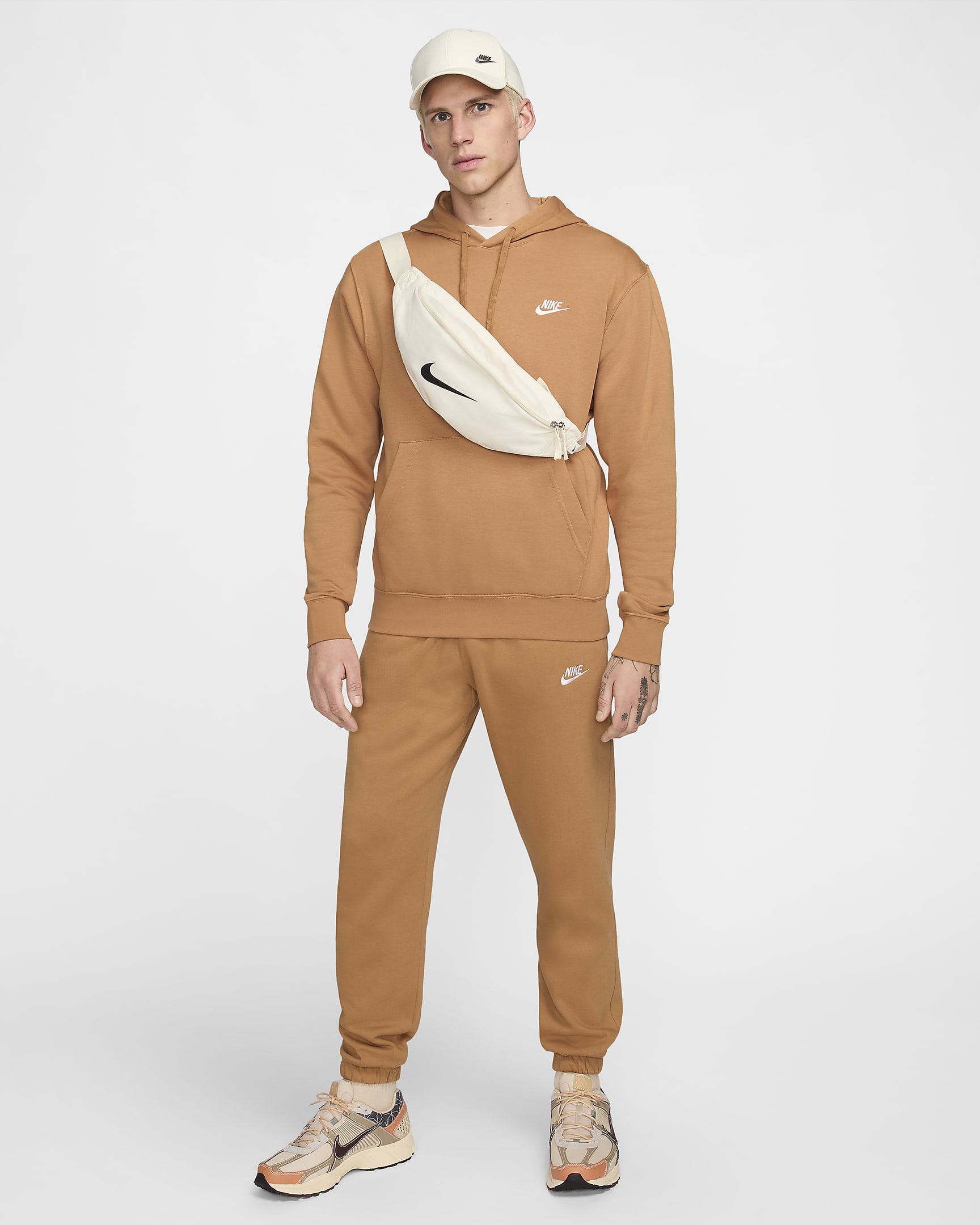 Sweat à capuche Nike Sportswear Club Fleece - Flax/Flax/Blanc