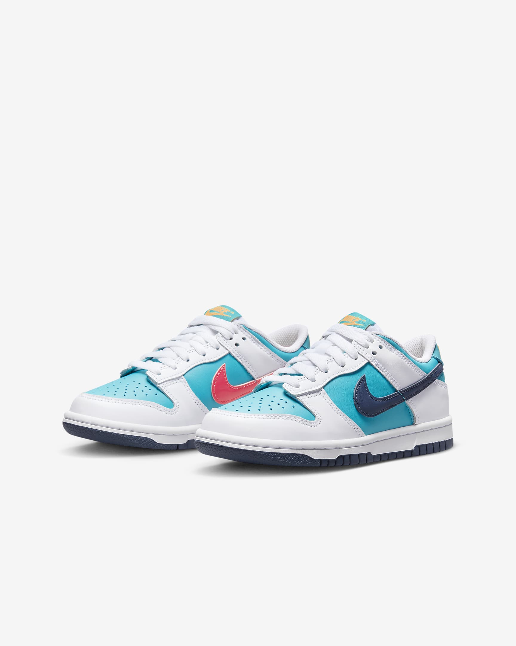 Nike Dunk Low Older Kids' Shoes - Dusty Cactus/White/Racer Pink/Thunder Blue