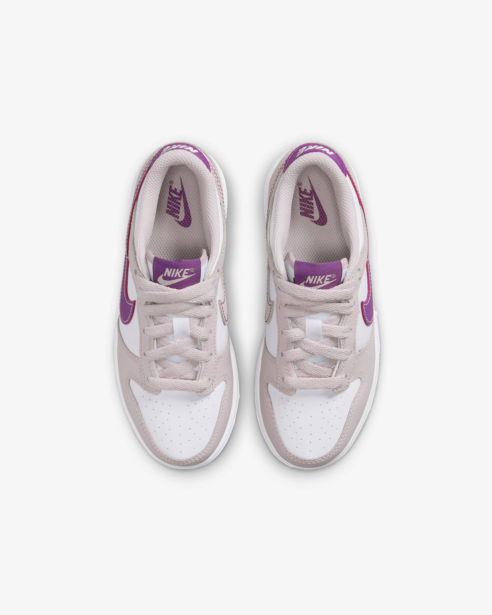 Tenis para niños de preescolar Nike Dunk Low - Blanco/Violeta platino/Violeta viotech