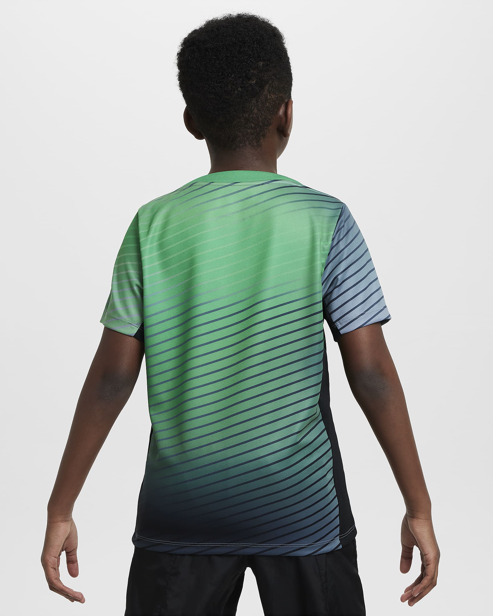 Předzápasové fotbalové tričko Nike Dri-FIT Nigeria Academy Pro pro větší děti s krátkým rukávem - Cool Grey/Lucky Green/Černá/Bílá