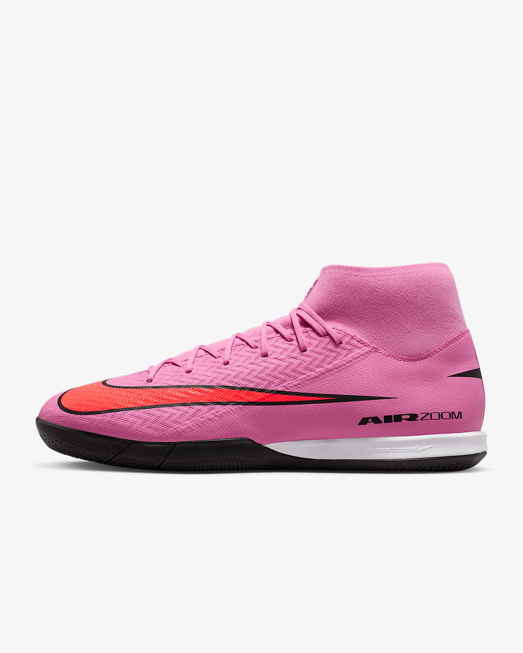 Fotbollssko för inomhusplan Nike Mercurial Superfly 10 Academy med högt skaft - Magic Flamingo/Total Crimson/Svart