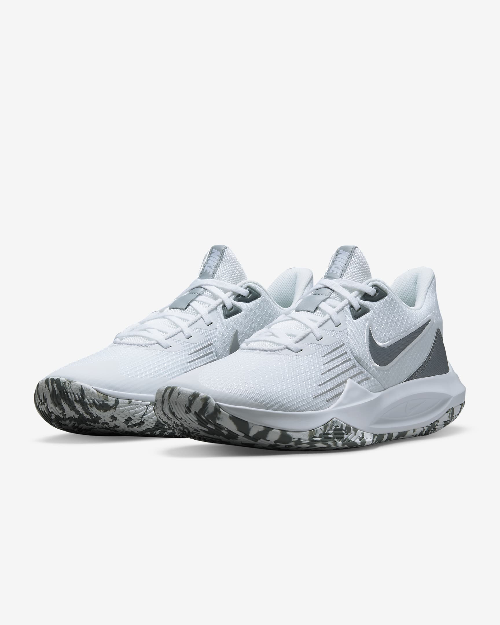 Nike Precision 5 Basketball Shoe - White/Wolf Grey/Cool Grey/Metallic Cool Grey