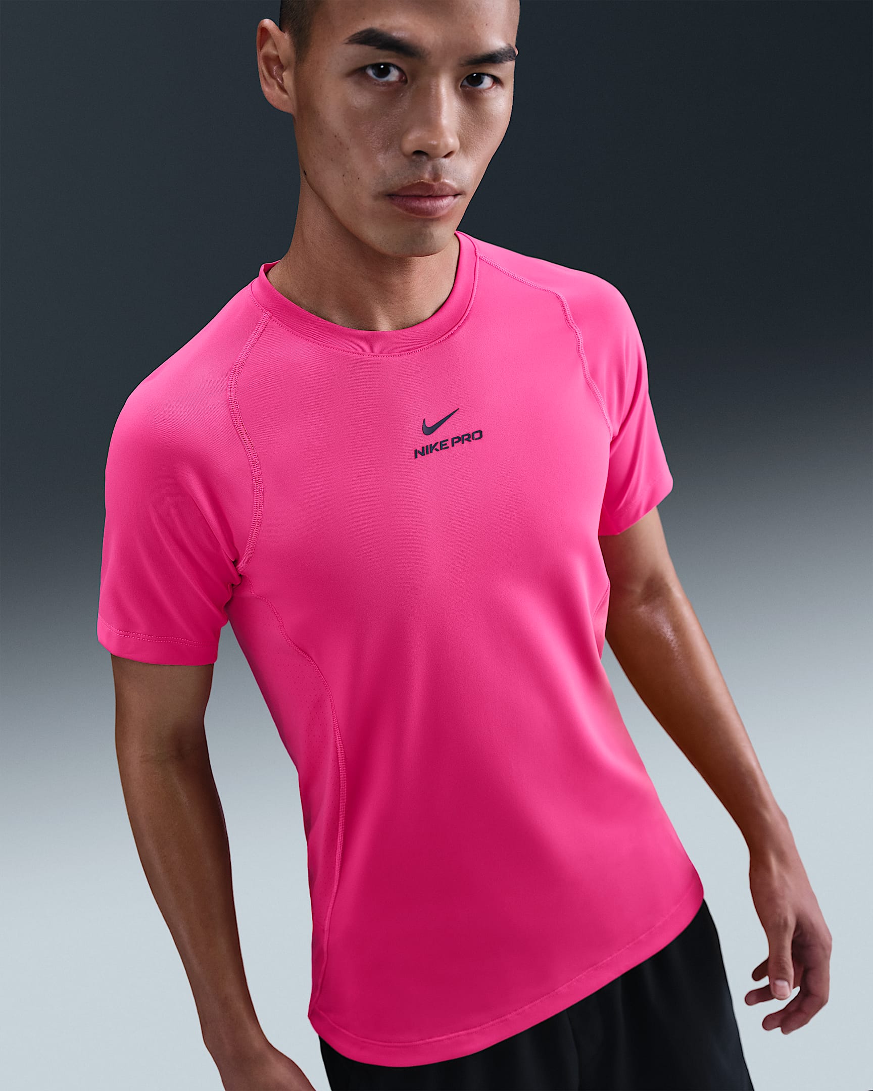 Nike Pro Training Men's Dri-FIT Short-Sleeve Top - Rush Pink/Black