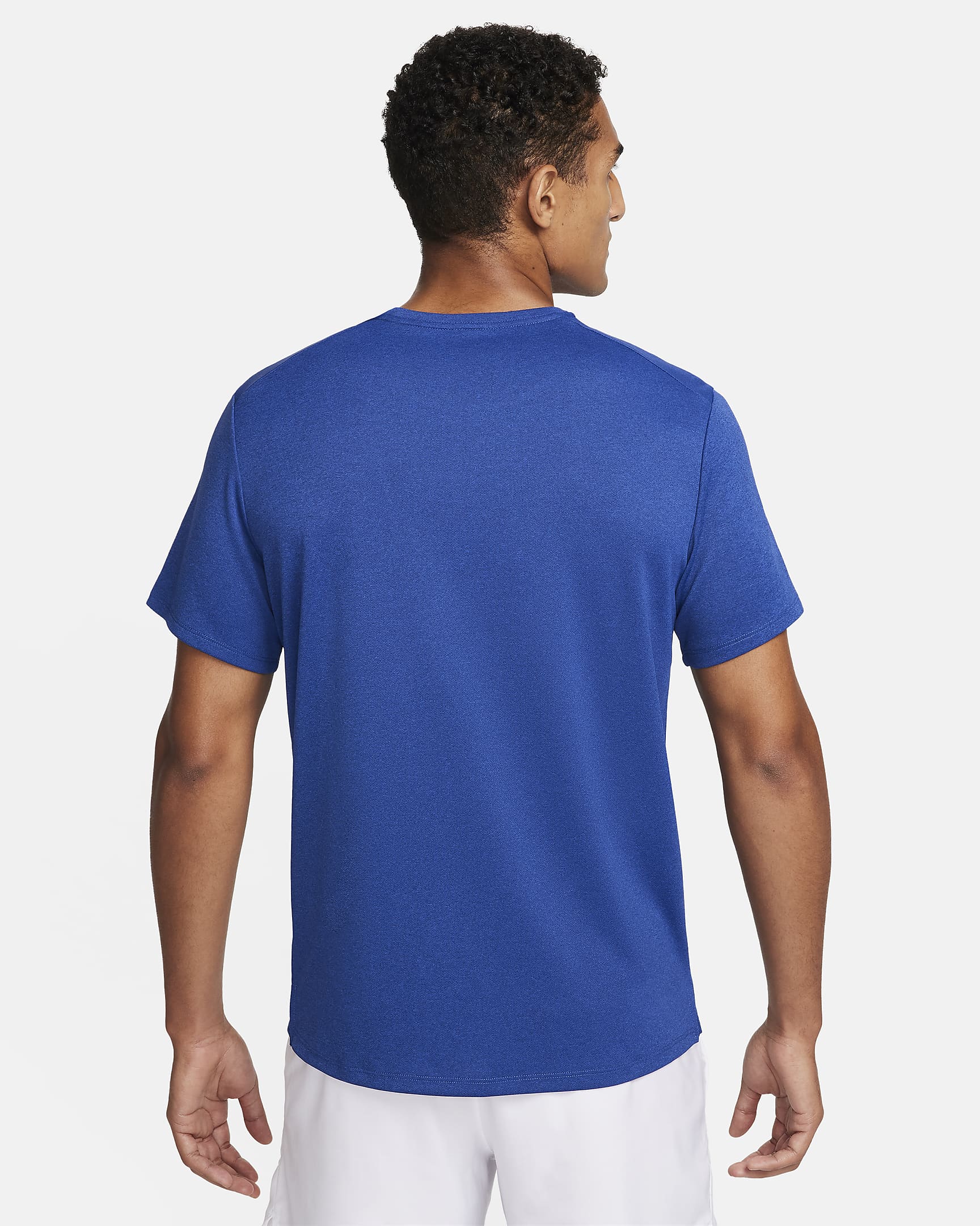 Nike Miler Dri-FIT UV kortermet løpeoverdel til herre - Game Royal/Midnight Navy/Heather