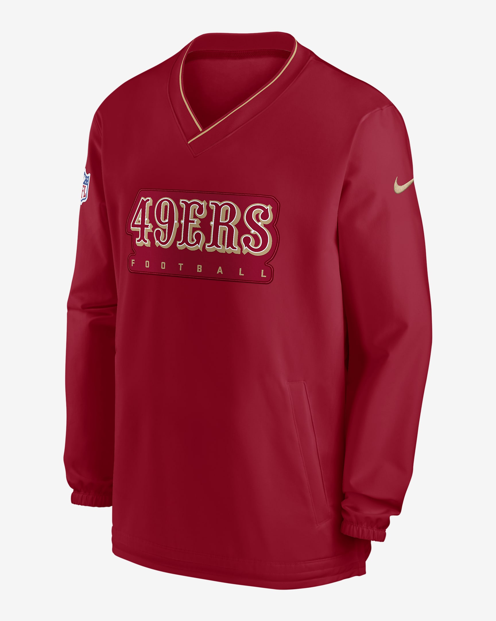 Playera rompevientos de manga larga de la NFL Nike para hombre San Francisco 49ers Sideline - Rojo