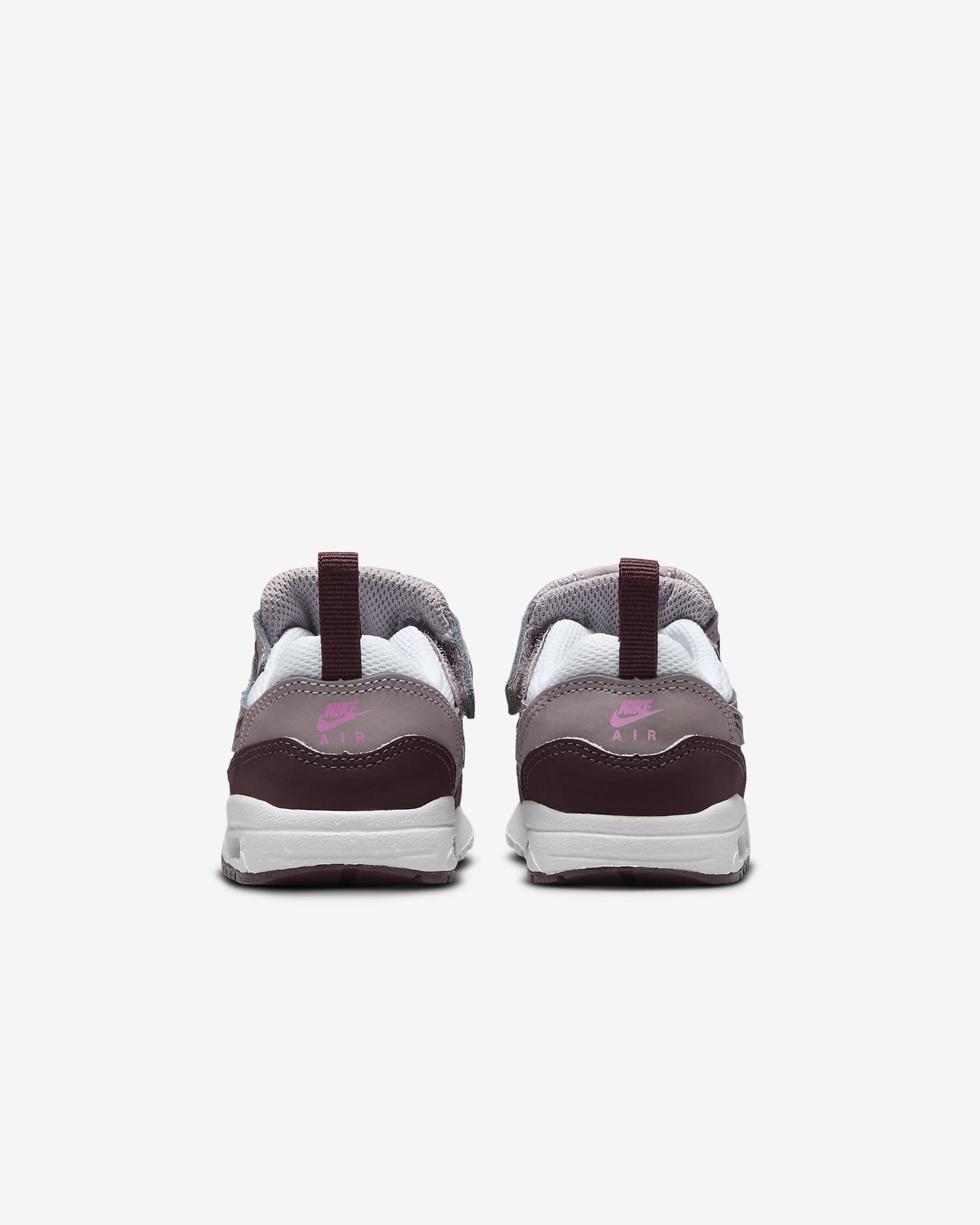 Air Max 1 EasyOn Schuh für Babys und Kleinkinder - Weiß/Light Violet Ore/Playful Pink/Burgundy Crush