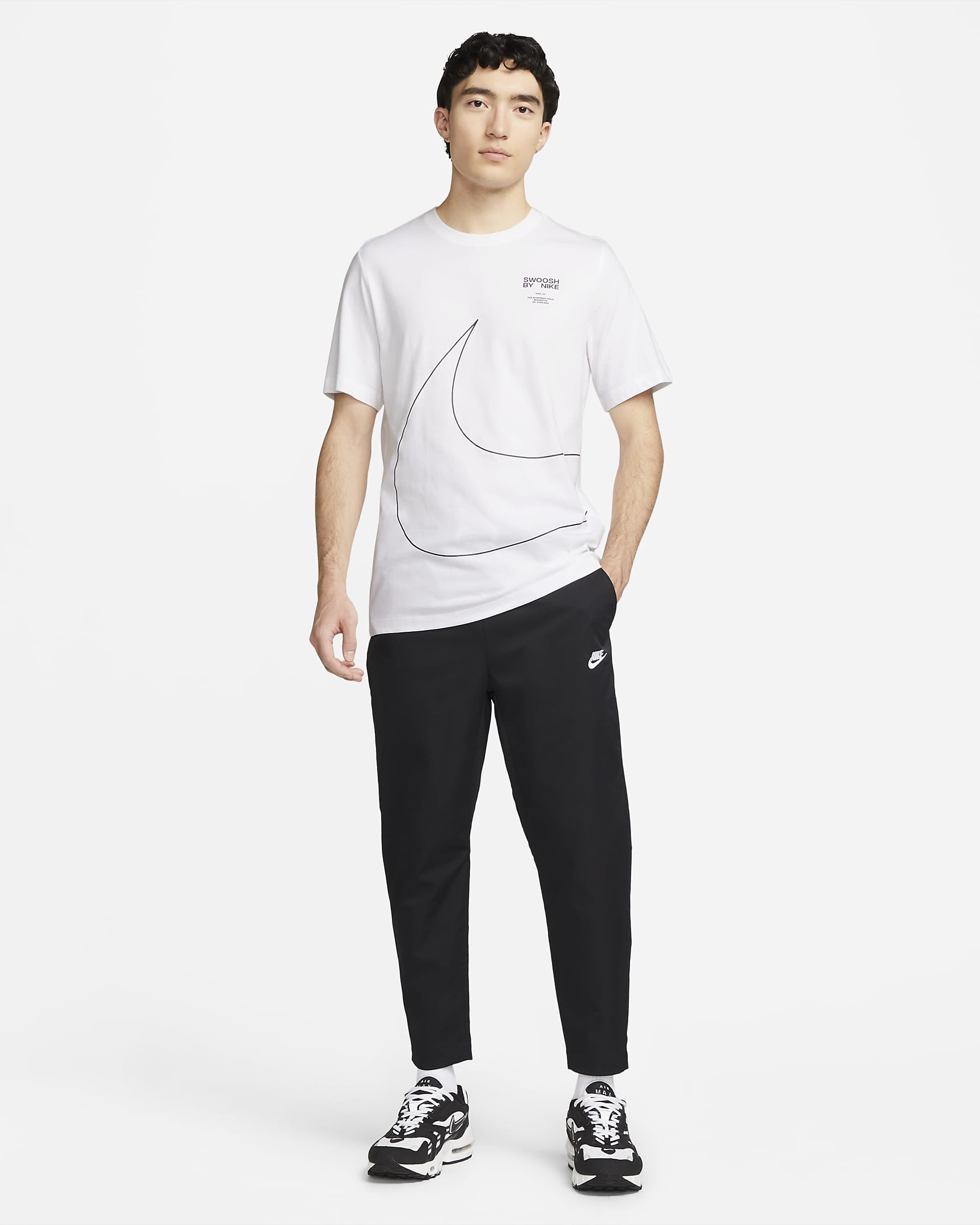 Nike Club Men's Woven Tapered-Leg Trousers - Black/White