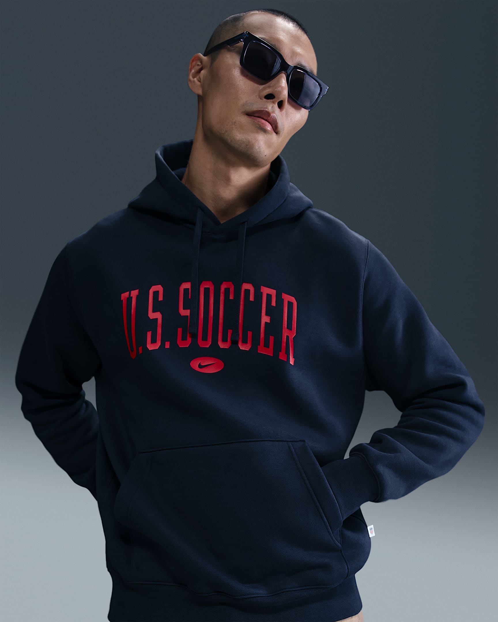 USA Club Men's Nike Soccer Pullover Hoodie - Obsidian/Obsidian
