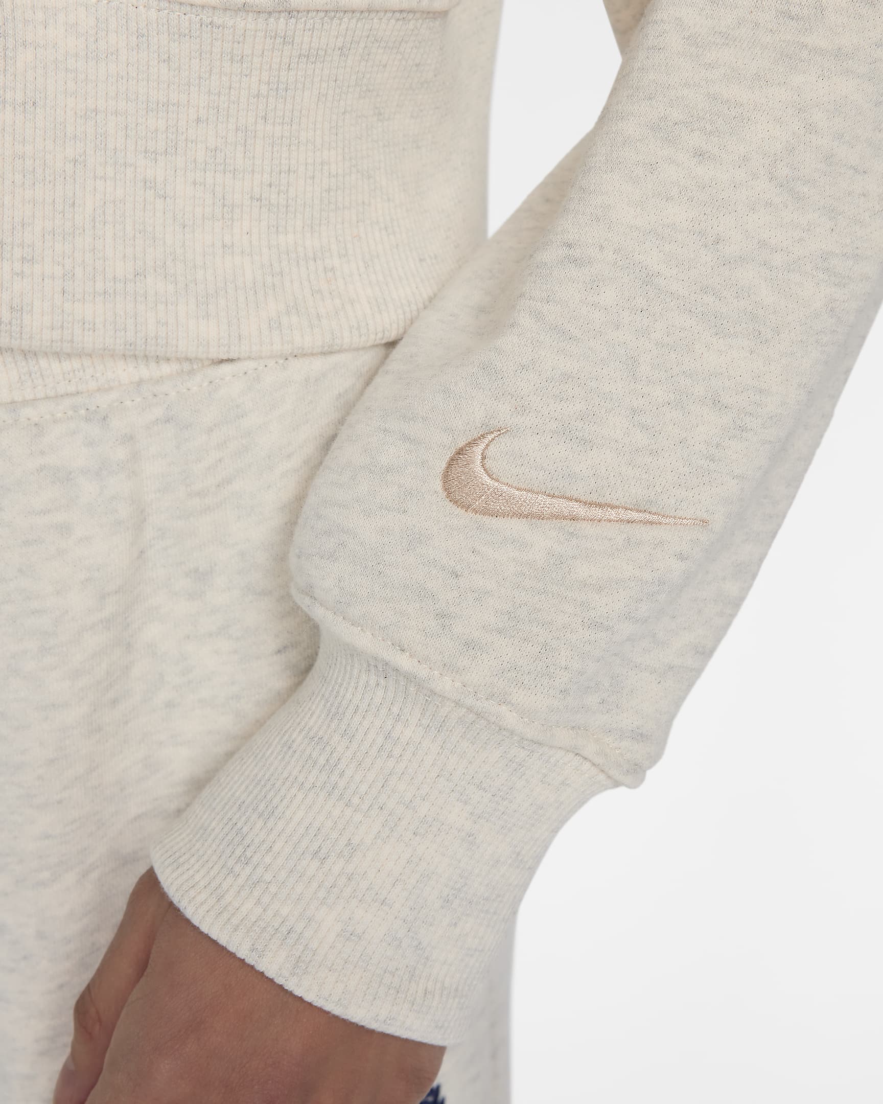 Nike Sportswear Women's Oversized 1/2-Zip Crop Fleece Sweatshirt - Oatmeal Heather/Oatmeal