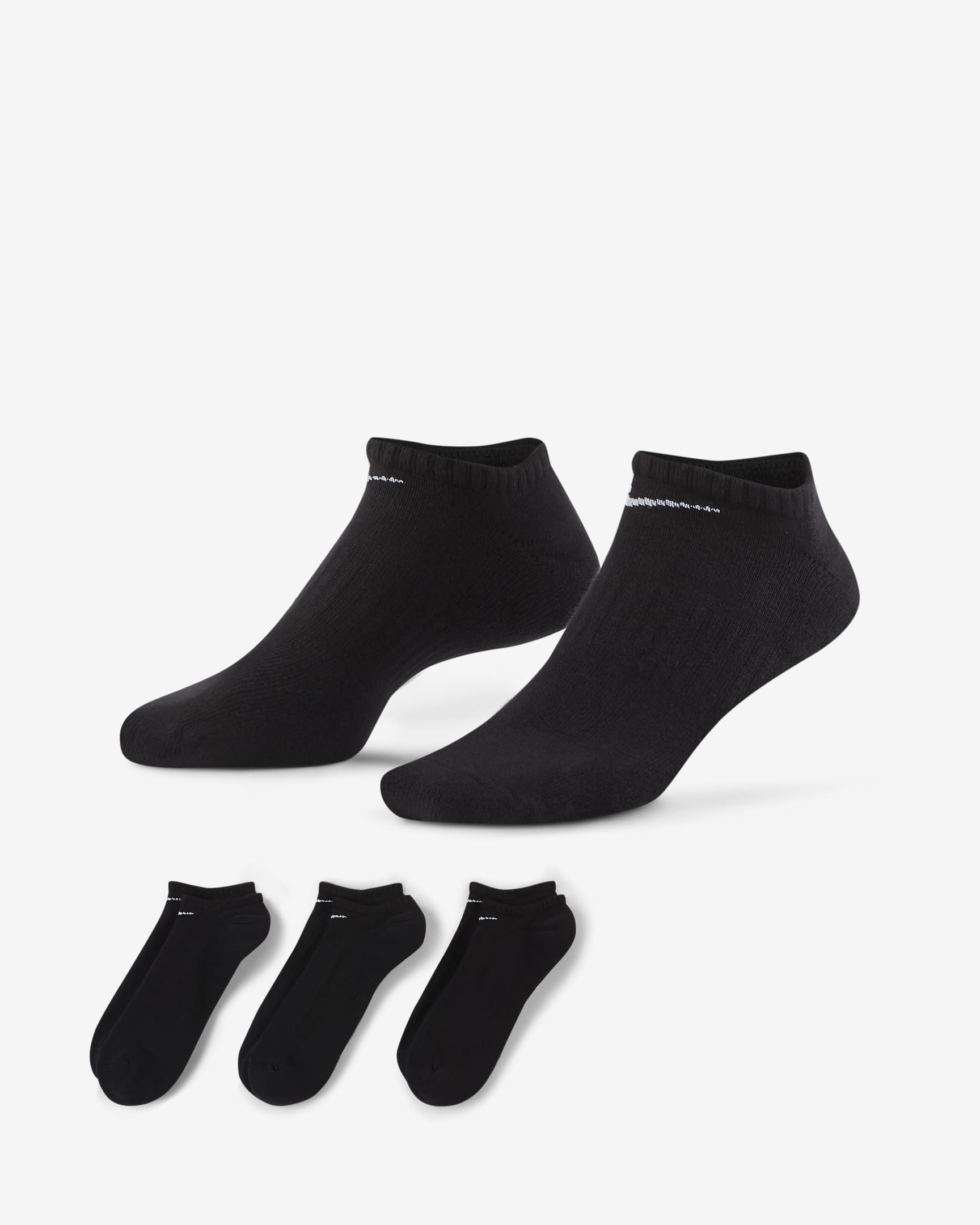 Nike Everyday Cushioned Training No-Show Socks (3 Pairs) - Black/White