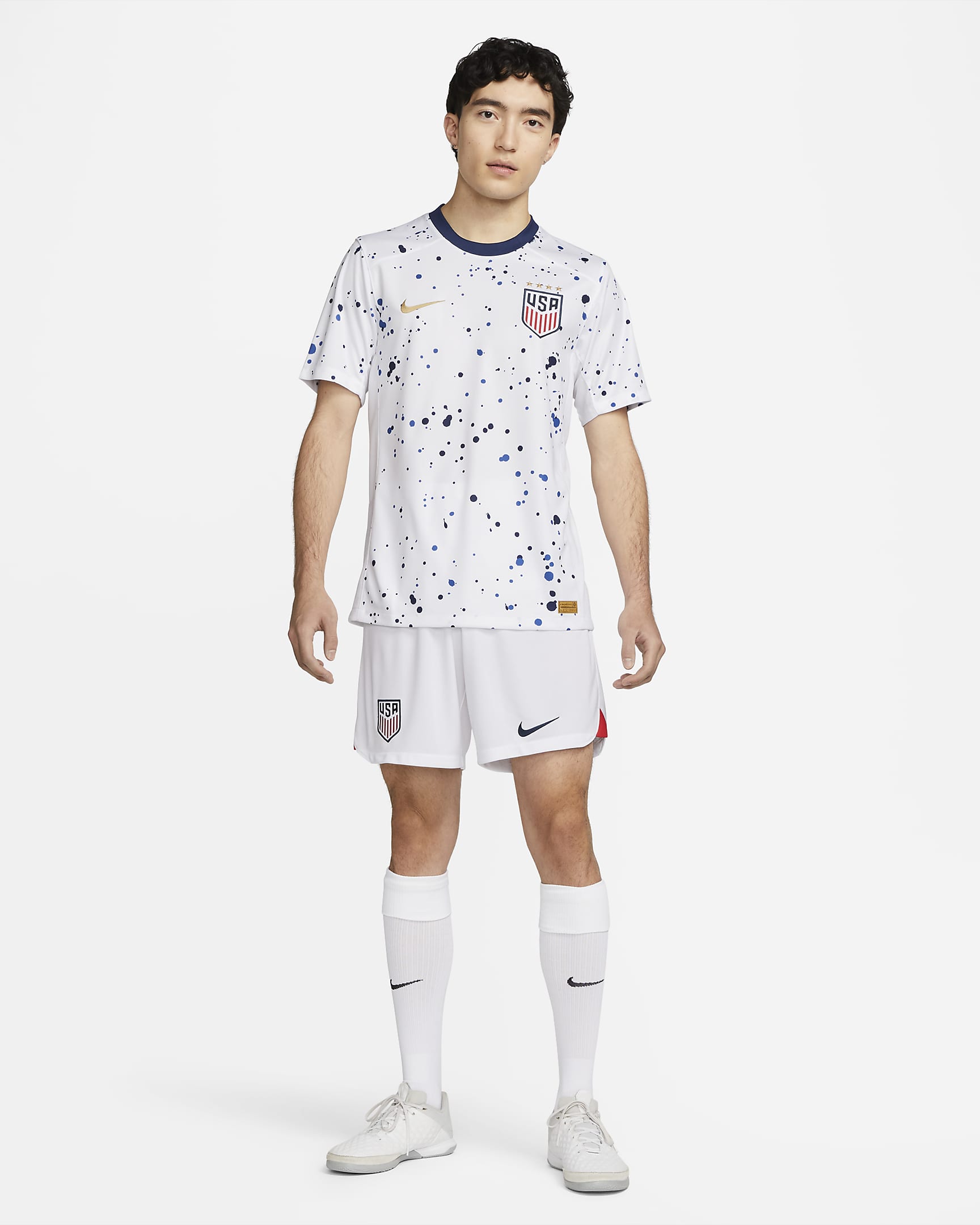 USWNT (4-Star) 2023 Stadium Home Men's Nike Dri-FIT Football Shirt - White/Loyal Blue/Metallic Gold