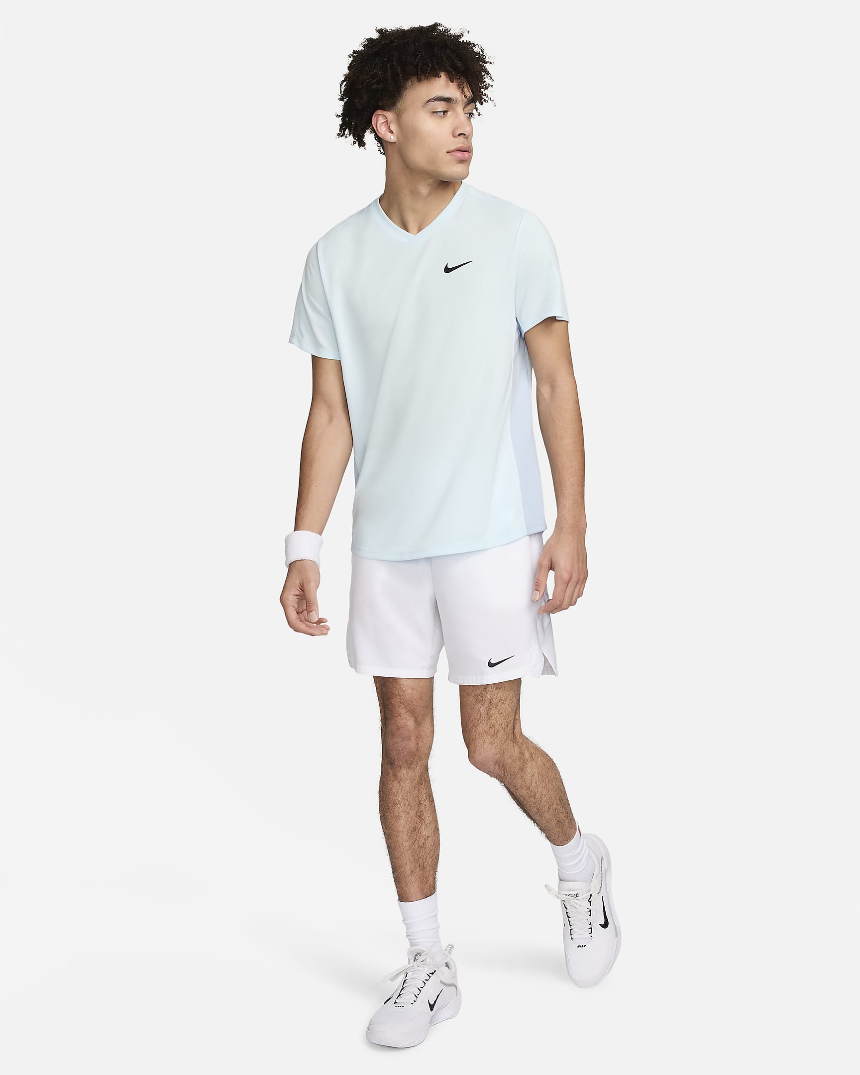 NikeCourt Dri-FIT Victory Men's Tennis Top - Glacier Blue/Light Armoury Blue/Black