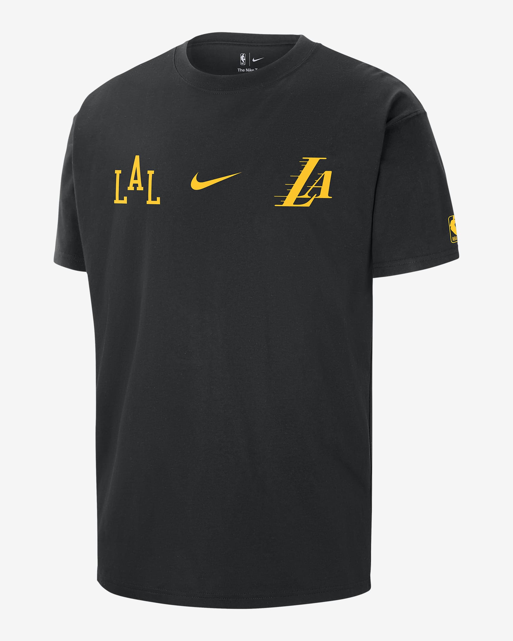 Los Angeles Lakers 2023/24 City Edition Nike NBA-t-shirt Courtside Max90 för män - Svart