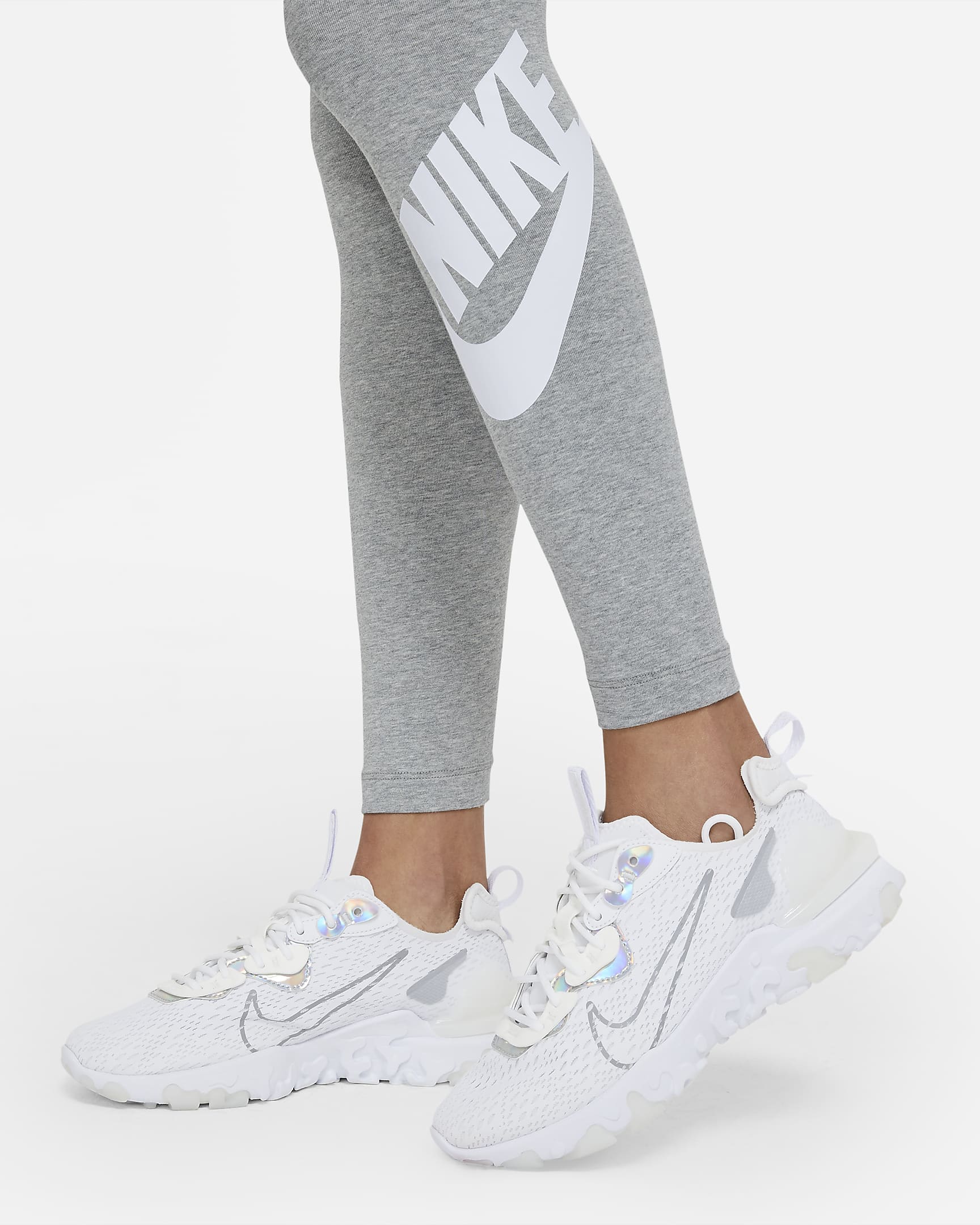 Nike Sportswear Essential Women's High-Waisted Logo Leggings - Dark Grey Heather/White