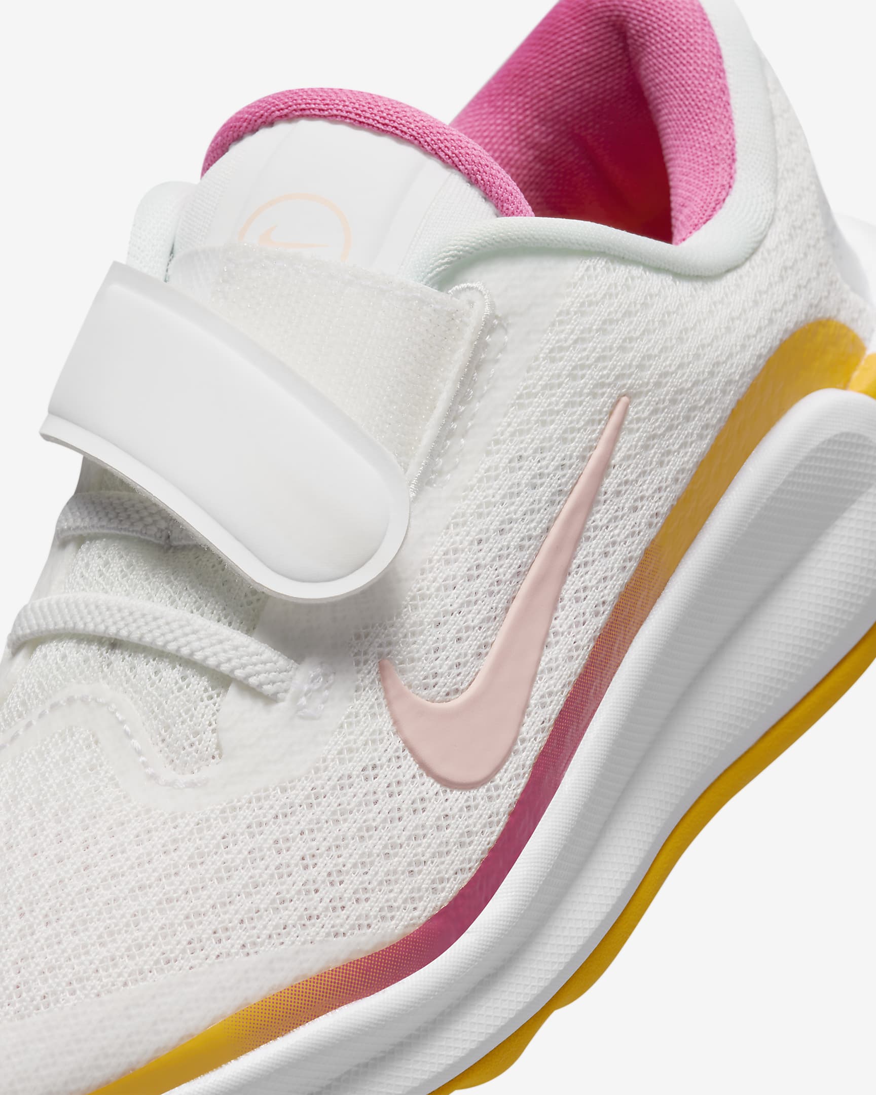 Tenis para niños de preescolar Nike Infinity Flow - Blanco cumbre/Rosa paleta/Oro universitario/Naranja ártico