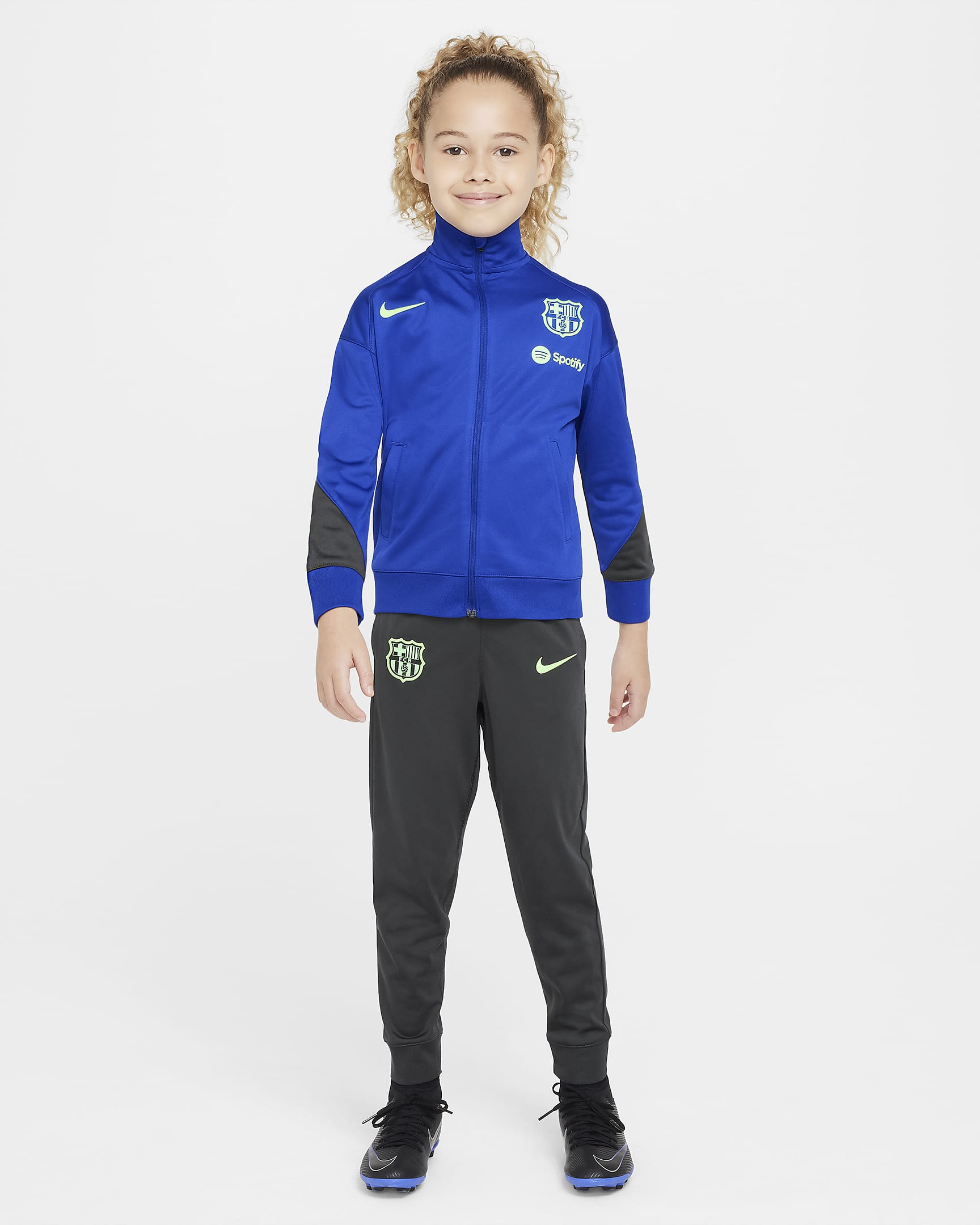 F.C. Barcelona Strike Third Younger Kids' Nike Dri-FIT Football Knit Tracksuit - Old Royal/Anthracite/Lime Blast/Lime Blast