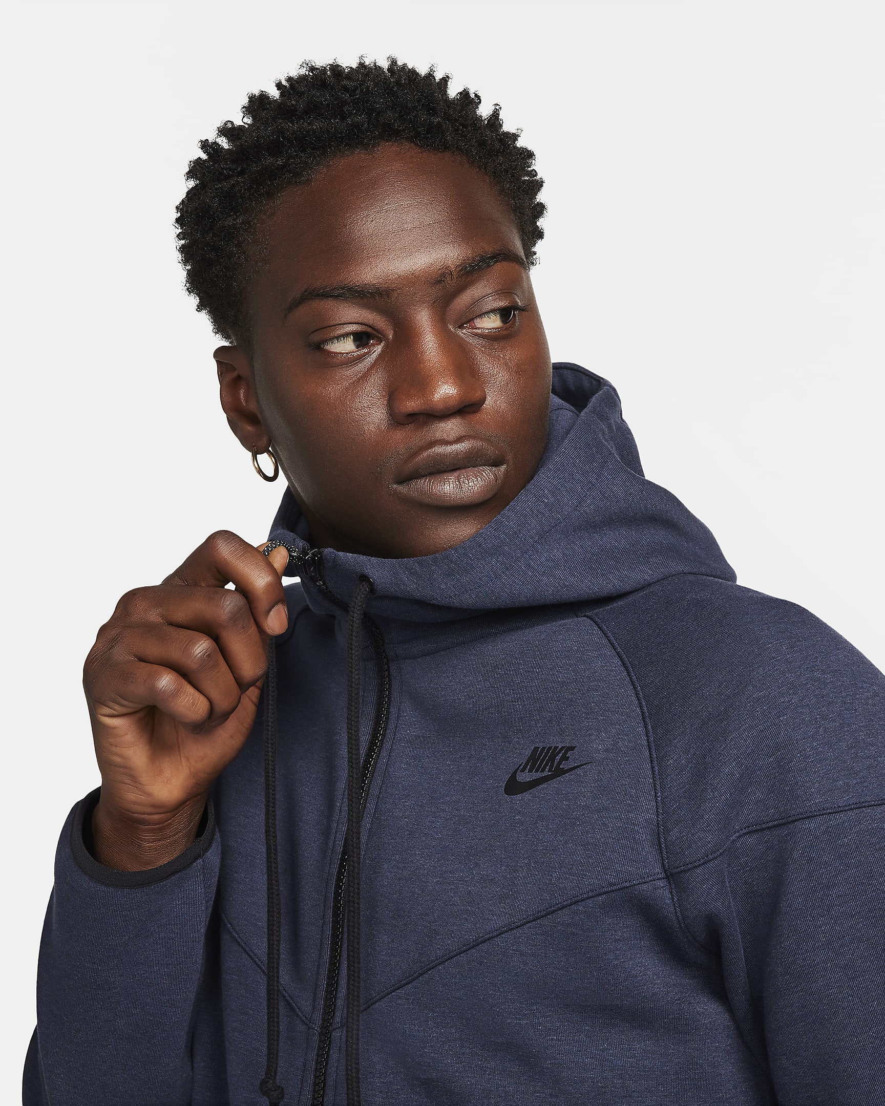 Nike Sportswear Tech Fleece OG Men's Full-Zip Hoodie Sweatshirt - Obsidian Heather/Black