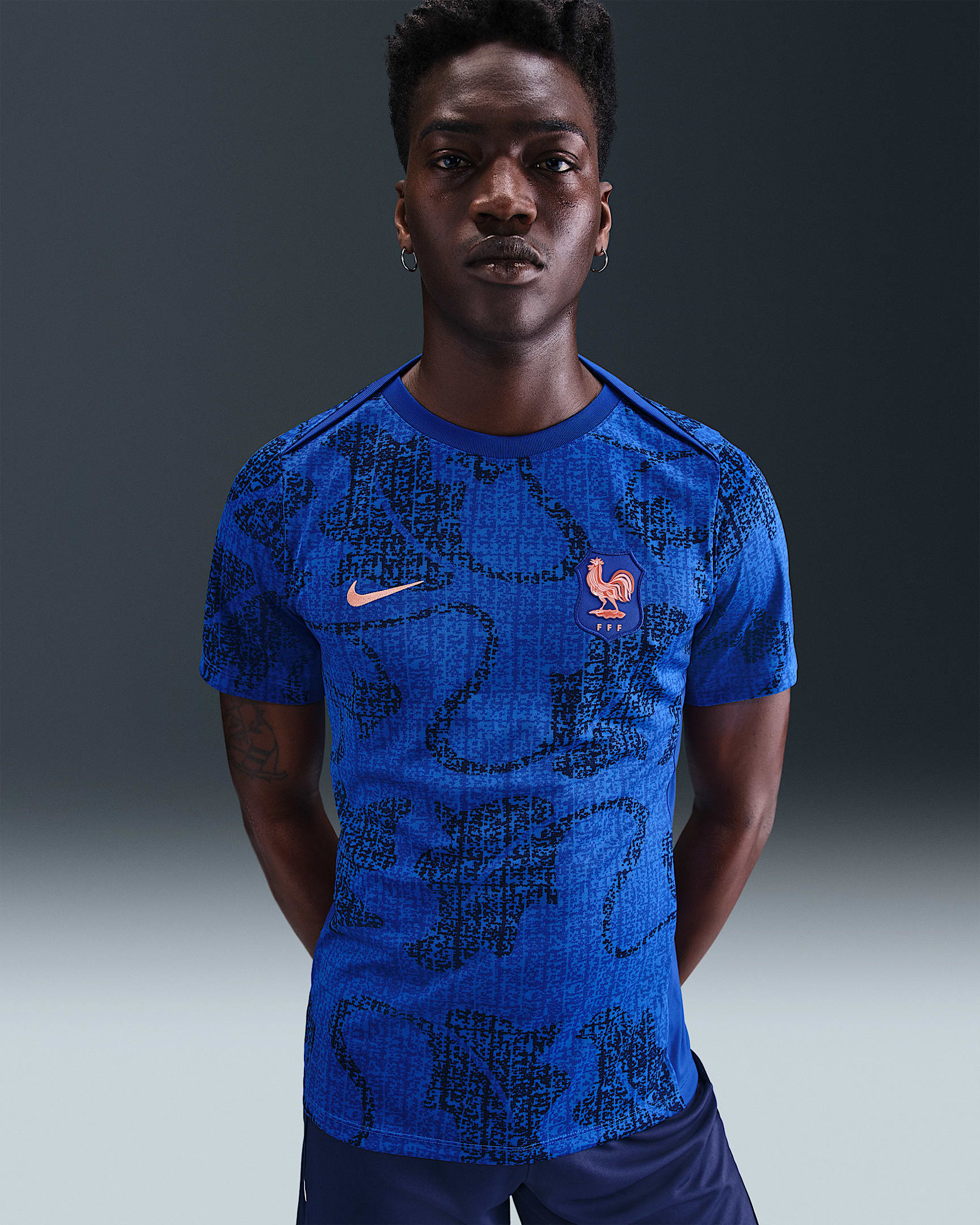 FFF Academy Pro Camiseta de fútbol de manga corta para antes del partido Nike Dri-FIT - Hombre - Lyon Blue/Azul brillante/Blue Void/Light Madder Root